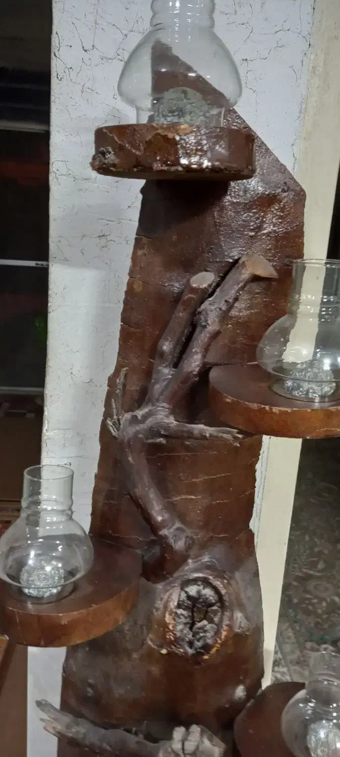 جا شمعی تنه درختی تزئینی دکوری فانوس دار|مجسمه، تندیس، ماکت|مرودشت, ابوذر جنوبی|دیوار