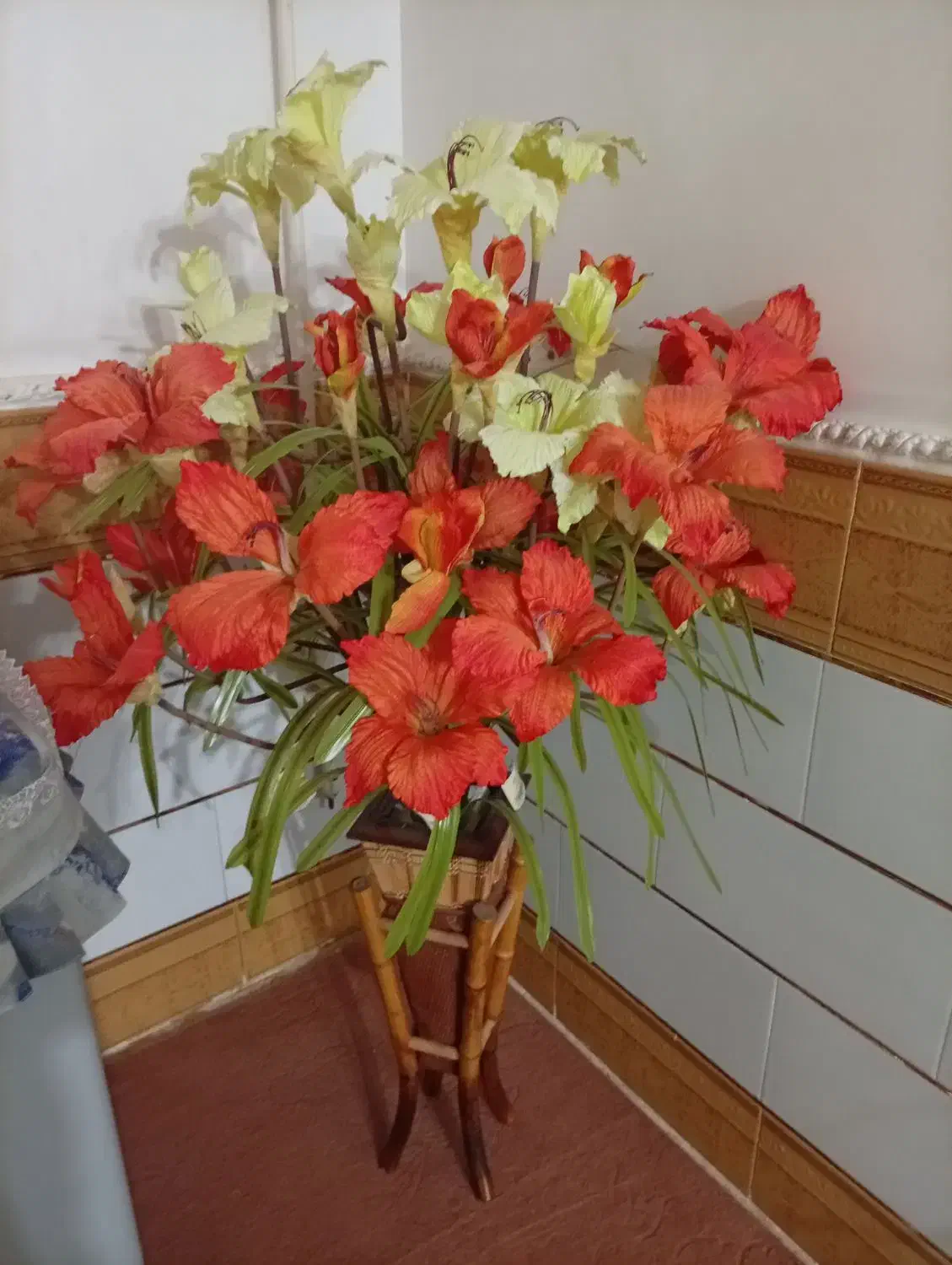 گل مصنوعی با گلدان|گل مصنوعی|هندیجان, |دیوار