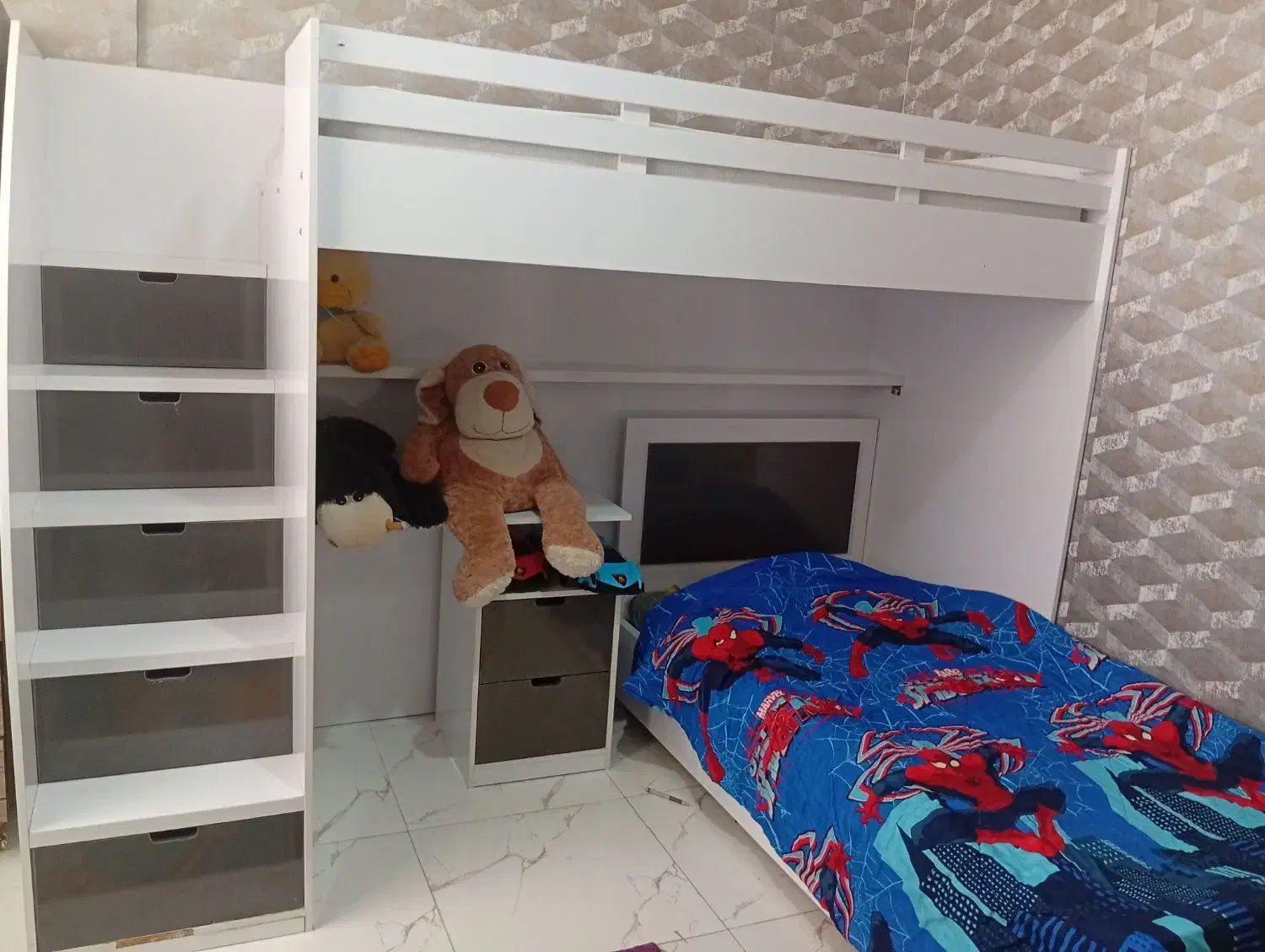 تخت نوجوان دوطبقه|تخت و سرویس خواب|گلبهار, شهر جدید گلبهار|دیوار