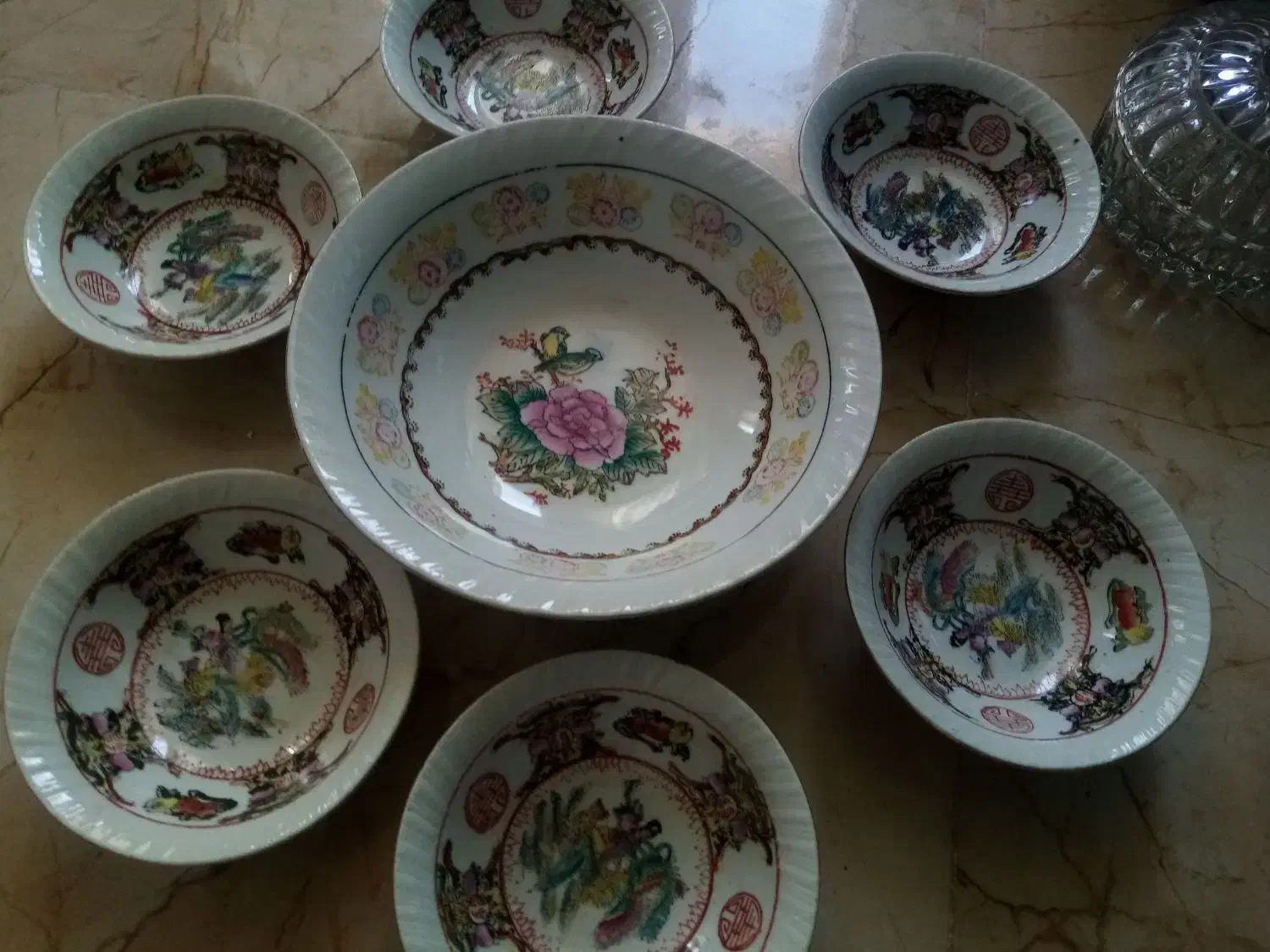 فنجان گل پنبه نو، نعلبکی نو، دیس، سه تیکه انتیک|ظروف سرو و پذیرایی|اردبیل, |دیوار