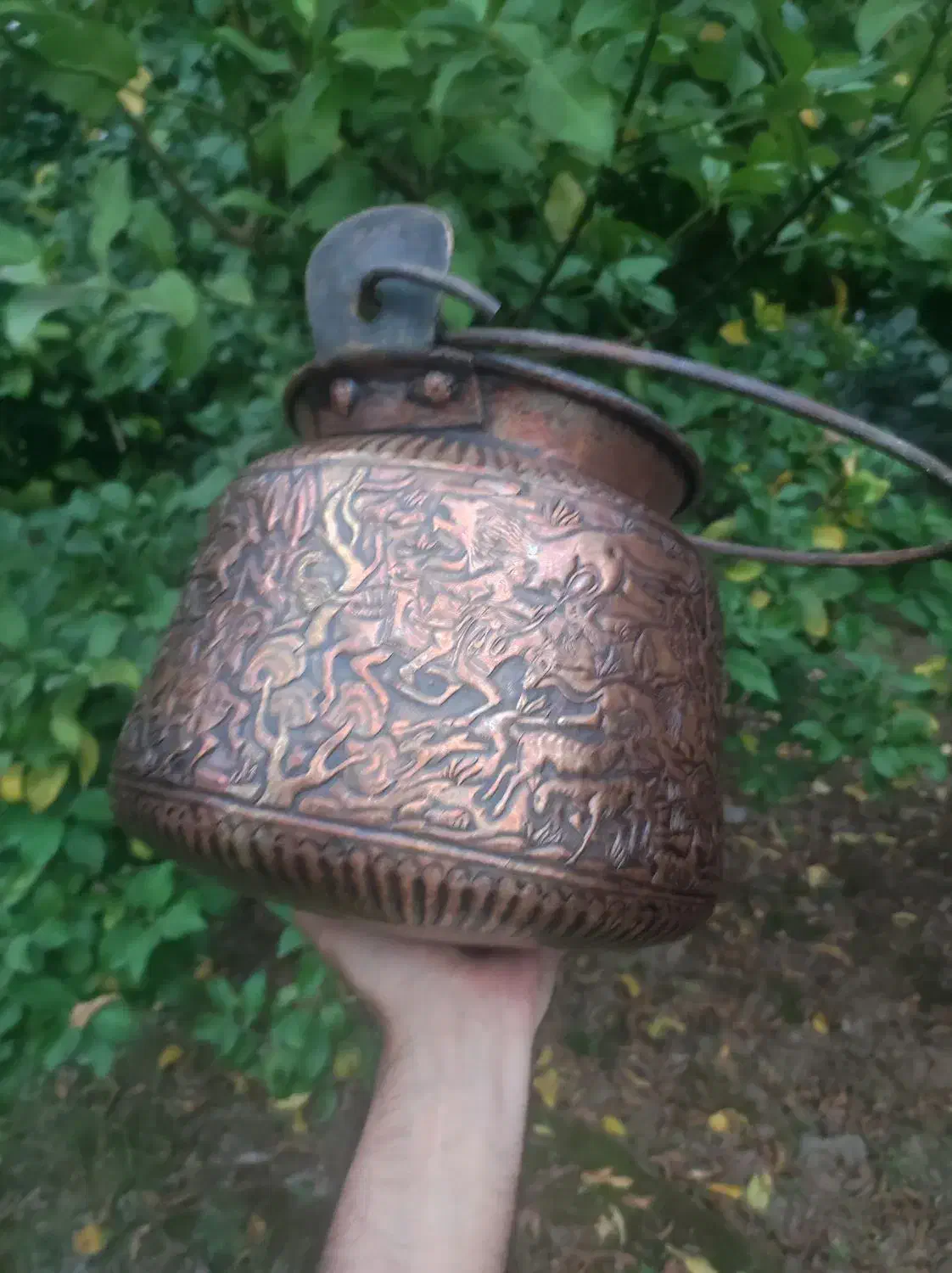 دیزی غول‌پیکر تمام نقش مسی کهنه|کلکسیون اشیاء عتیقه|ساری, |دیوار