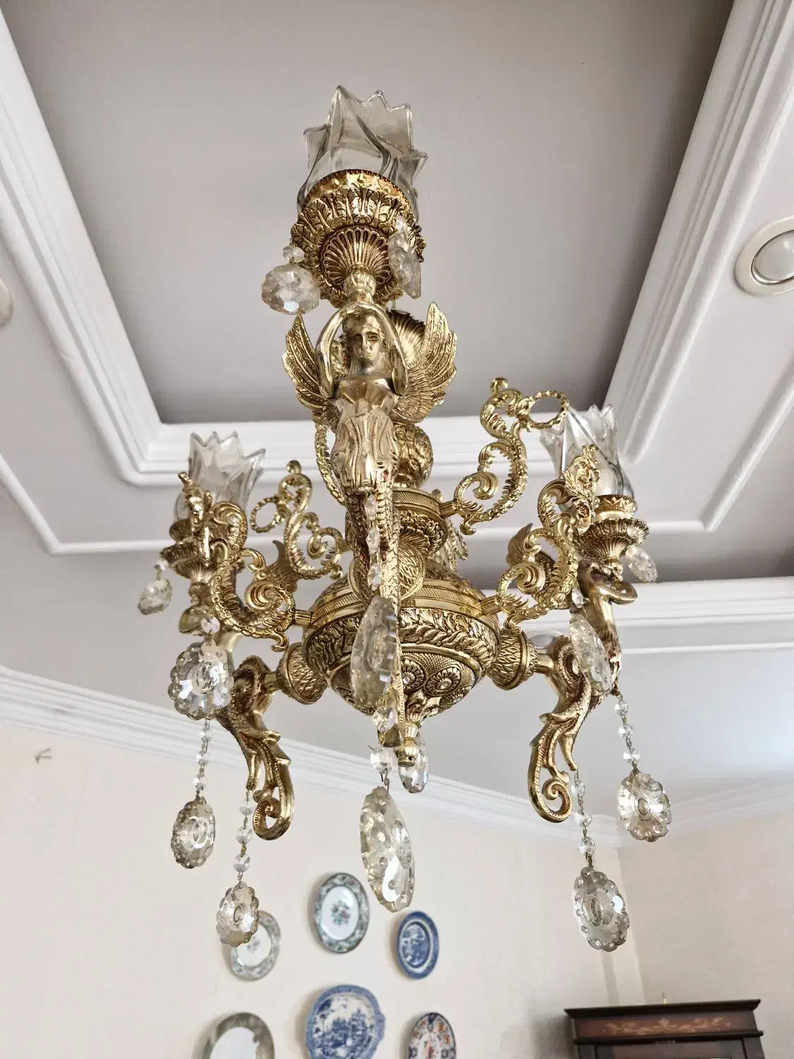 لوستر برنز فرشته ای|لوستر و چراغ آویز|مشهد, آبکوه|دیوار