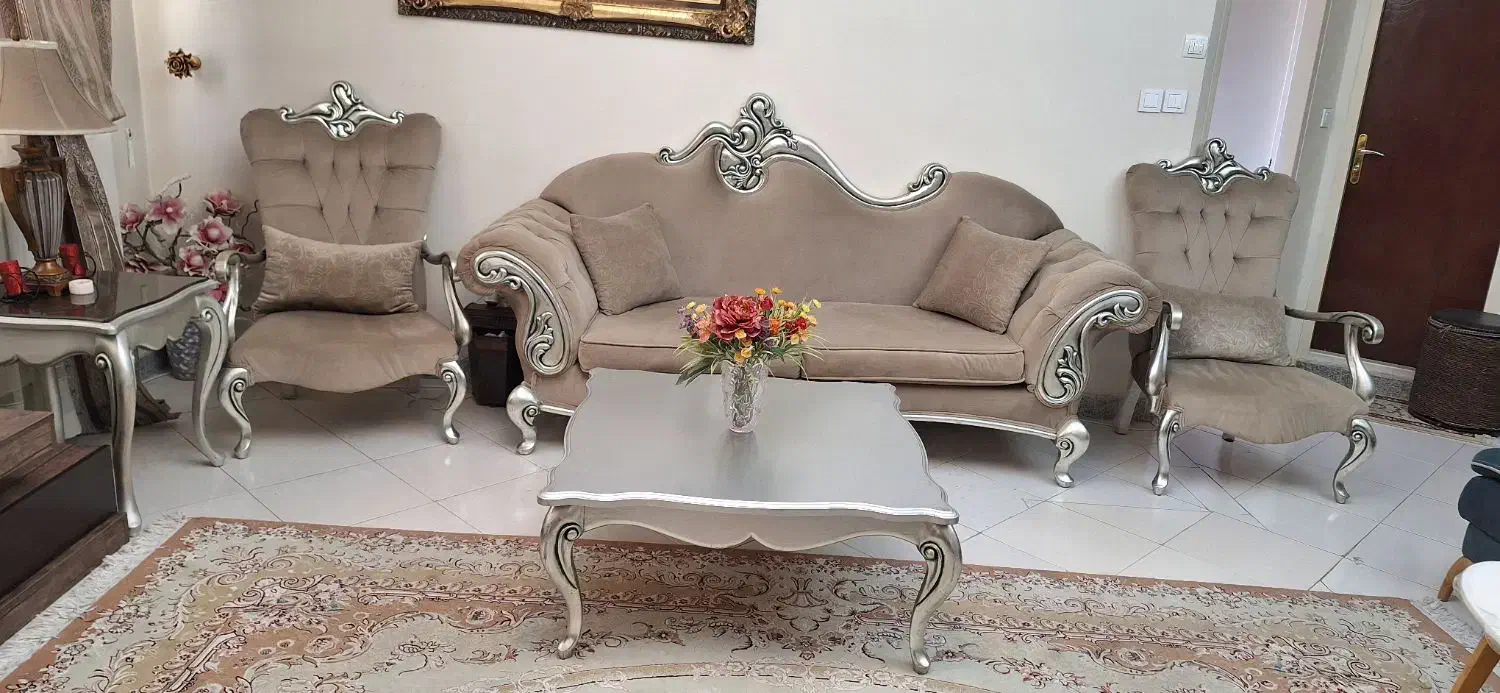 مبلمان 7نفره استیل با میز وسط|مبلمان خانگی و میز عسلی|تهران, حکیمیه|دیوار