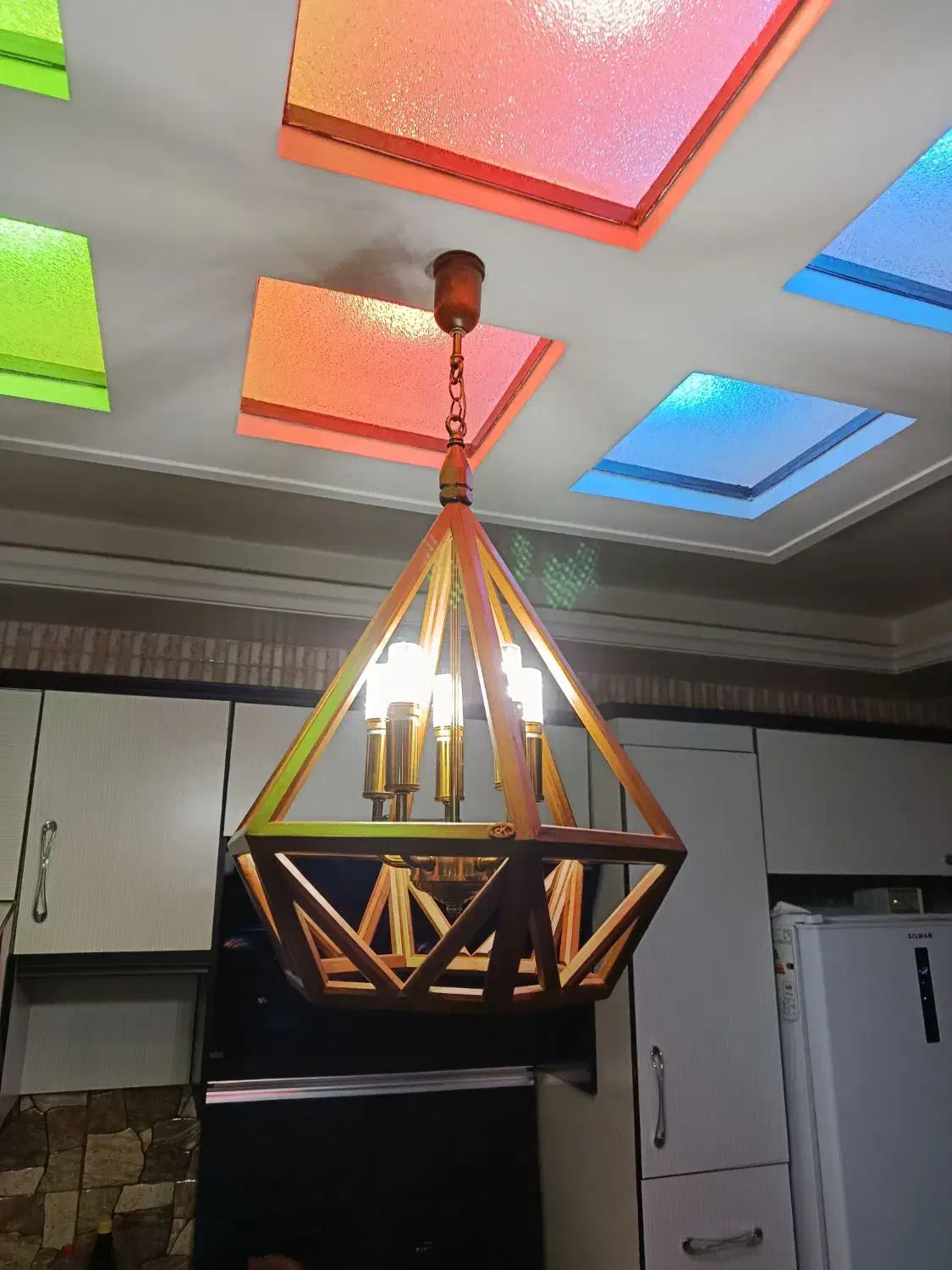 لوستر چوبی|لوستر و چراغ آویز|ازنا, |دیوار