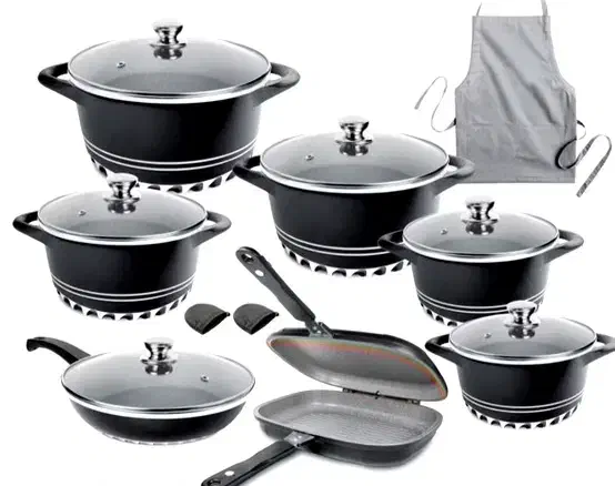 سرویس قابلمه چدن طوسی|ظروف پختوپز|قروه, |دیوار