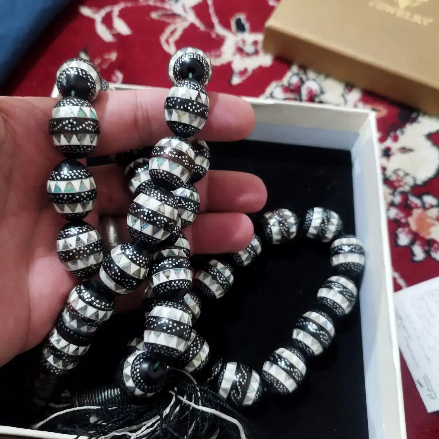 تسبیح یسر حجازی نقره کوب صدف واج کوب عتیقه|جواهرات|تهران, بریانک|دیوار