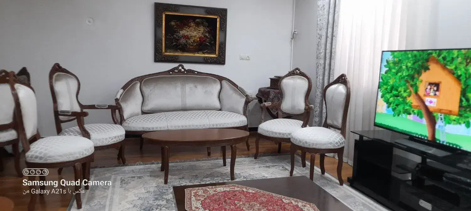 مبلمان استیل۹ نفره چوب گردو در حد نو|مبلمان خانگی و میز عسلی|اهواز, شهرک نفت|دیوار