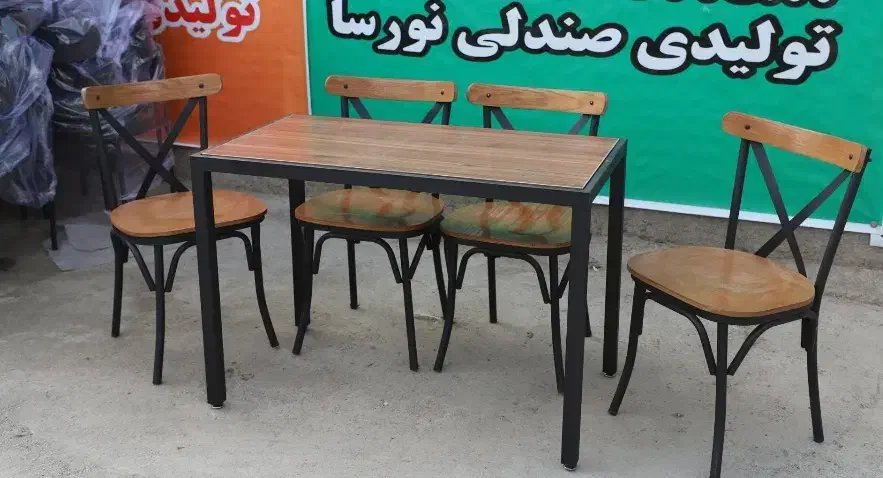 میز و صندلی غذاخوری مقاوم چوب و فلز mj2001|میز و صندلی غذاخوری|قم, الغدیر|دیوار