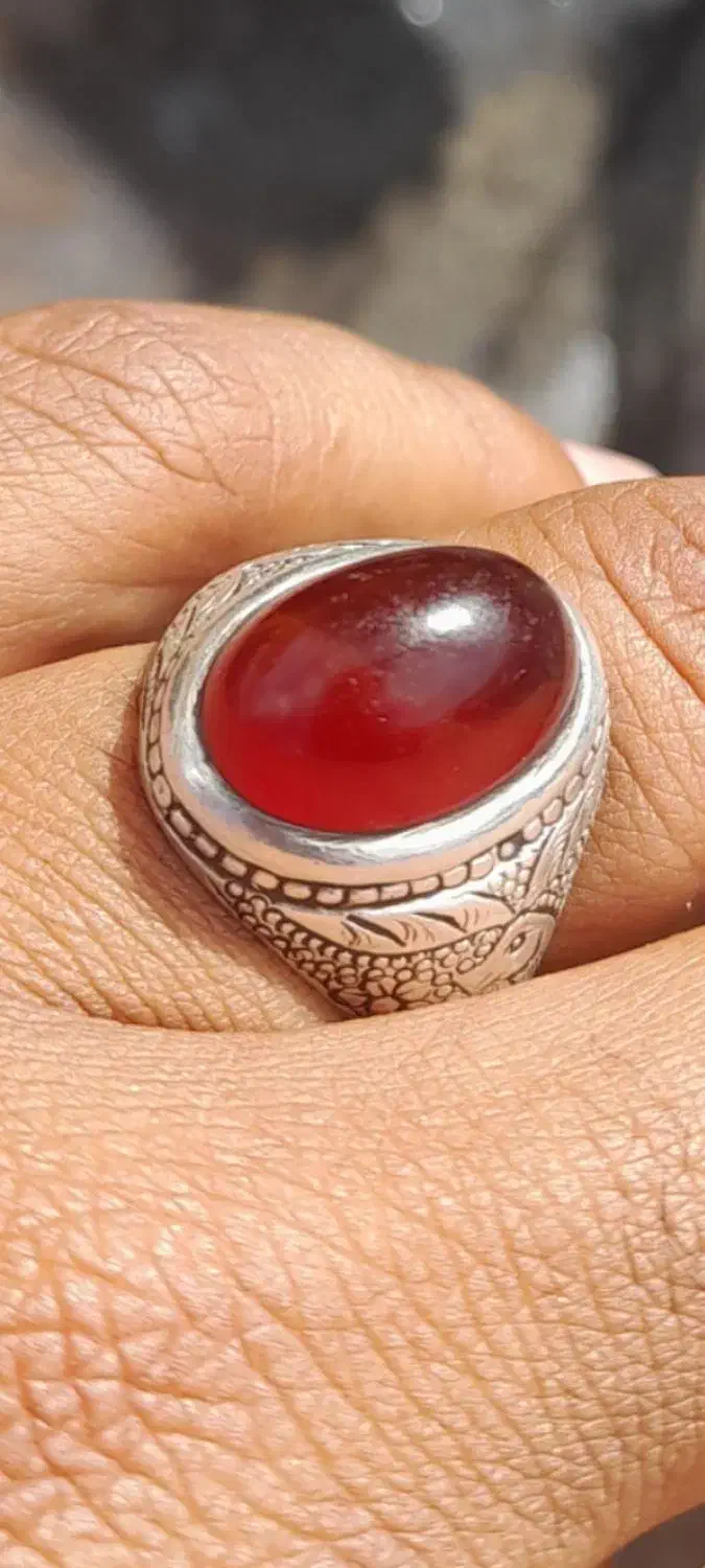 انگشتر عقیق یمانی دورنگ اصل|کلکسیون اشیاء عتیقه|مهریز, |دیوار