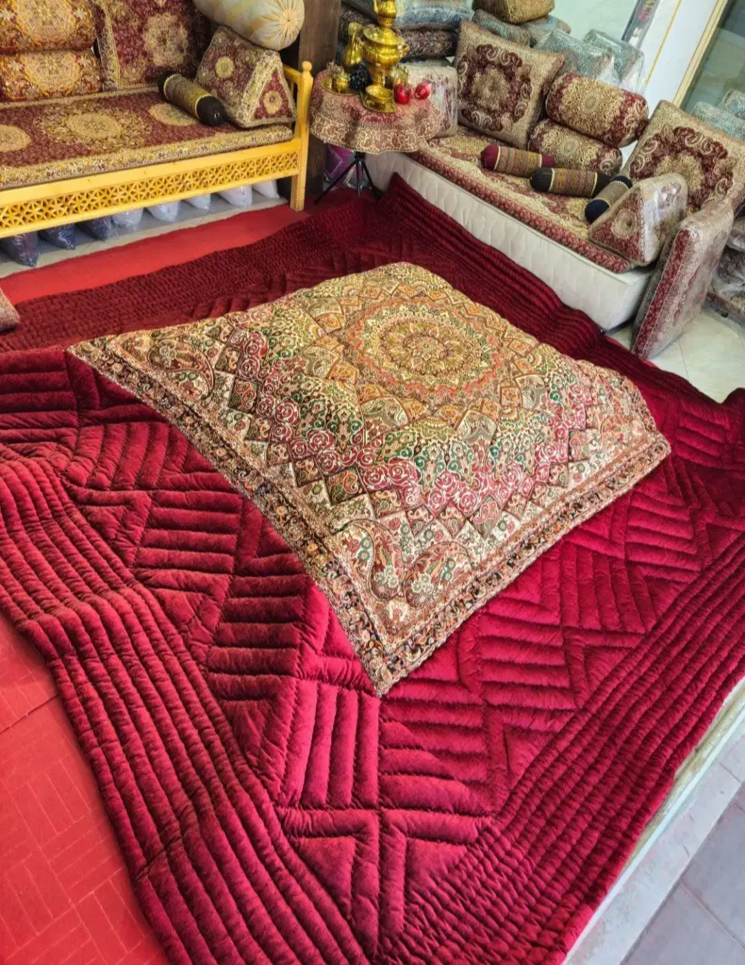 لحاف کرسی شعبانی 4 × 4 دست دوز کامل با لوازمات فول|رختخواب، بالش، پتو|تهران, شهرک ولیعصر جنوبی|دیوار