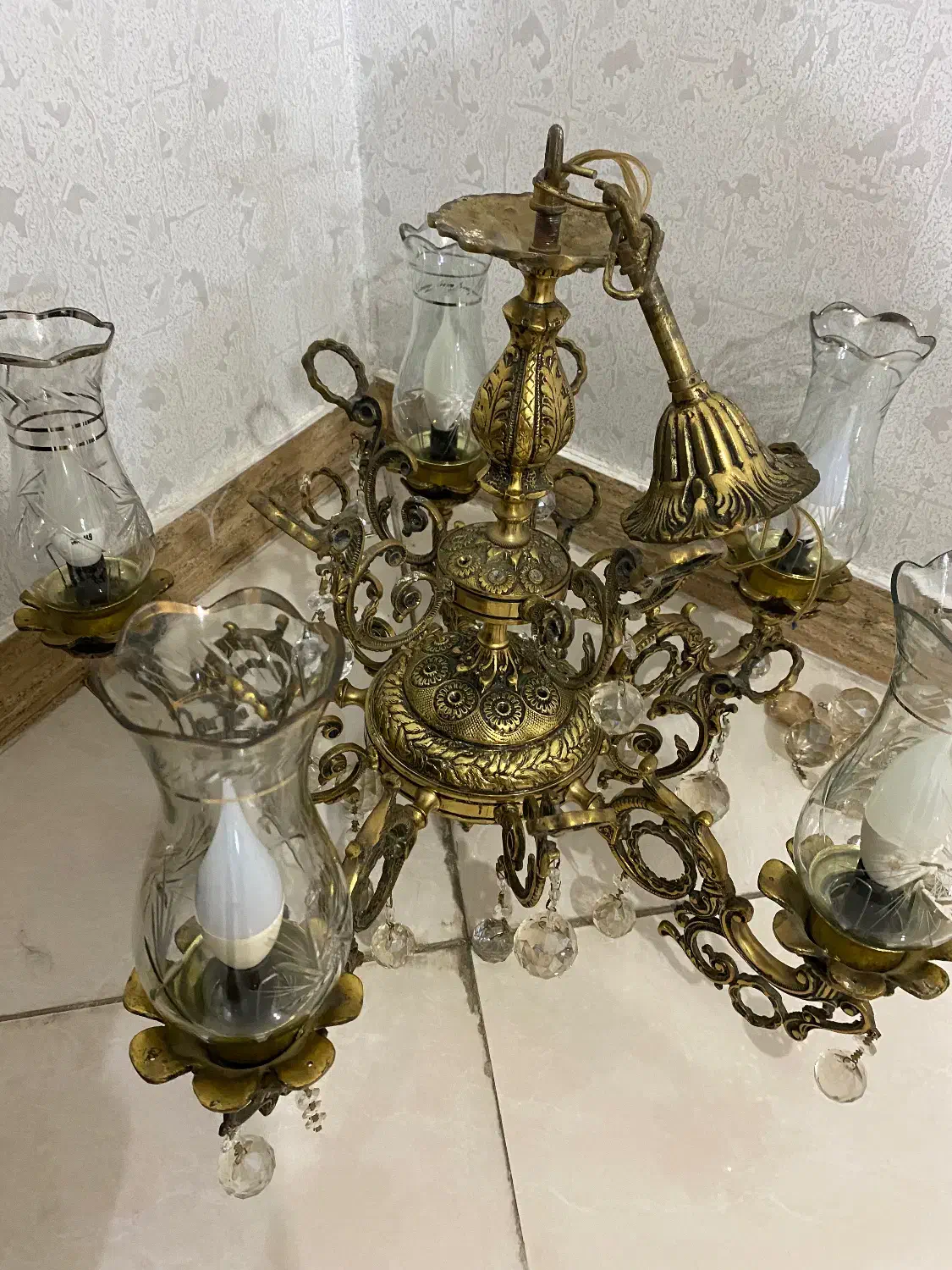 لوستر تمام برنز|لوستر و چراغ آویز|نسیمشهر, |دیوار