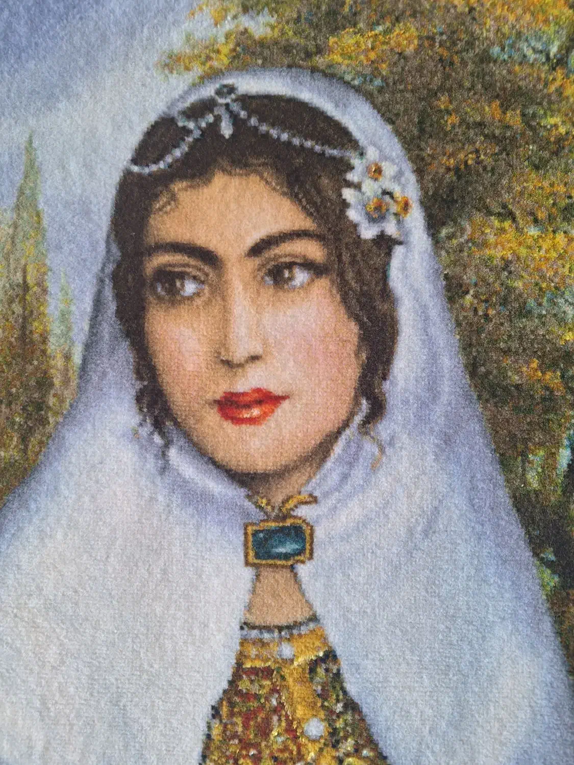 فرش دستباف دختر قاجار مارکدار استاد مرتضوی|تابلو فرش|اصفهان, سپاهان‌شهر|دیوار