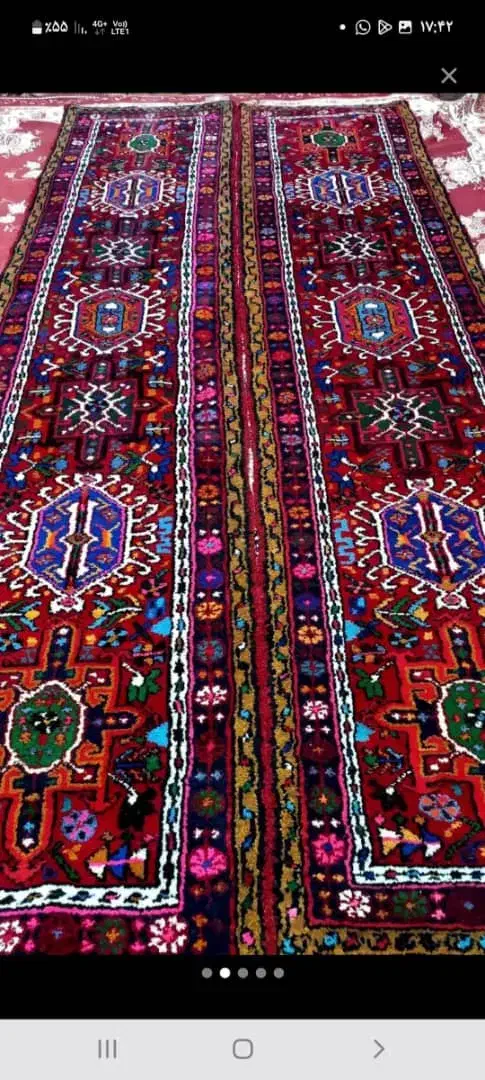 یک جفت فرش کناره دستبافت تازه دپرداخت شده|فرش|میانه, |دیوار