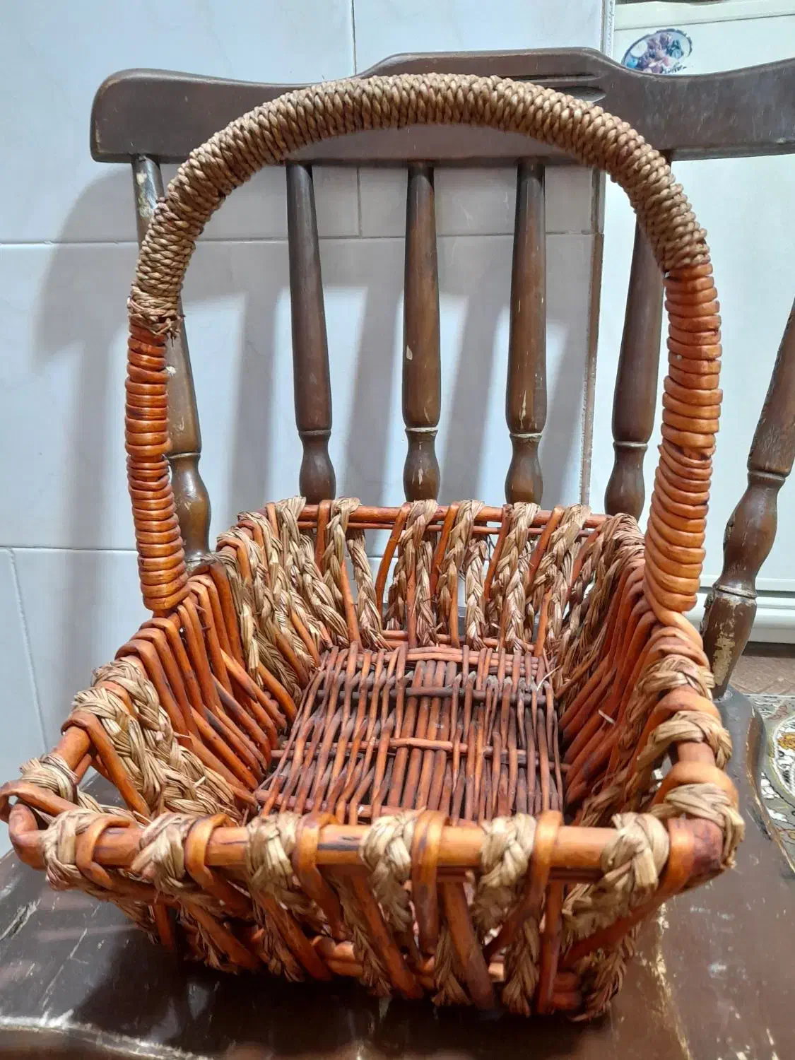 سبد حصیری|صنایع دستی و سایر لوازم تزئینی|ساوه, |دیوار