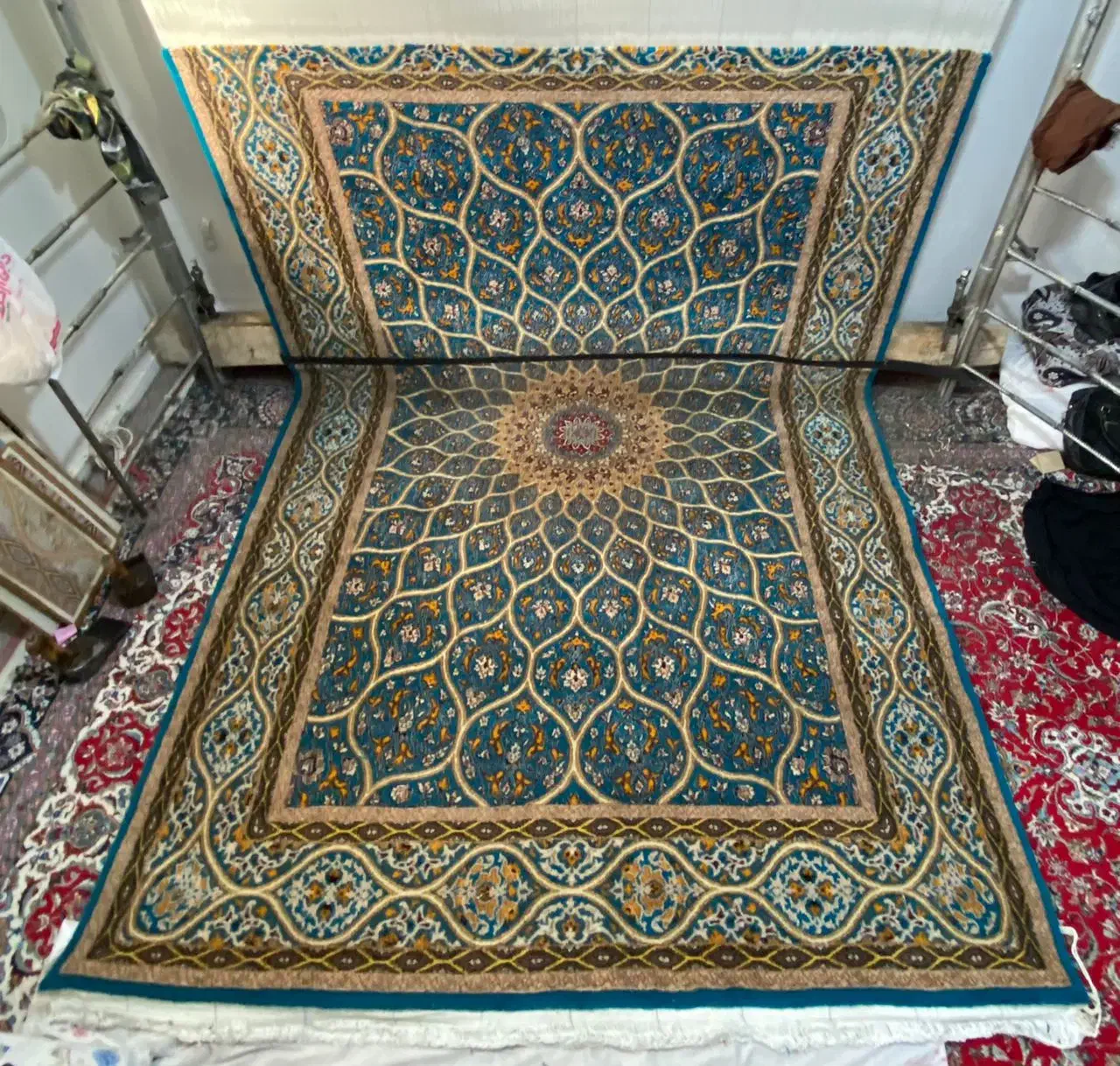 قالی دستبافت شش متری ۹ لا نائین سبزآبی|فرش|خمینی‌شهر, |دیوار