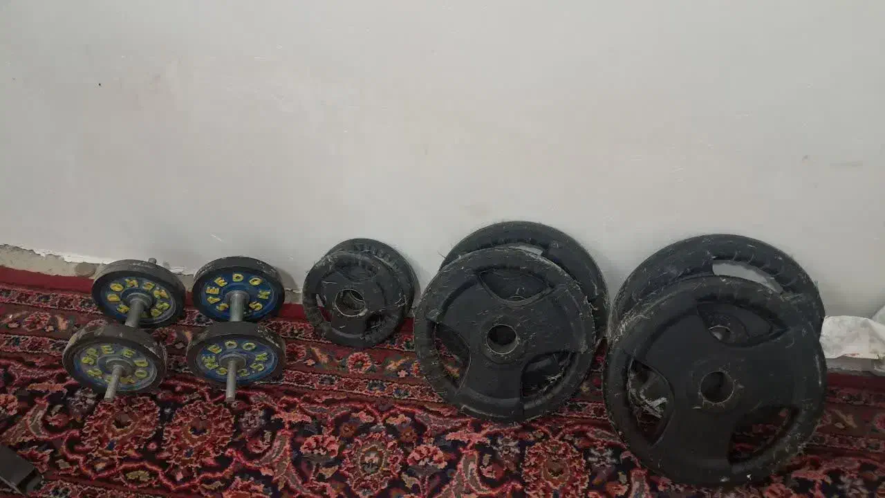 لوازم بدنسازی هالتر دنبل وزنه صندلی|تجهیزات ورزشی|گلمکان, |دیوار