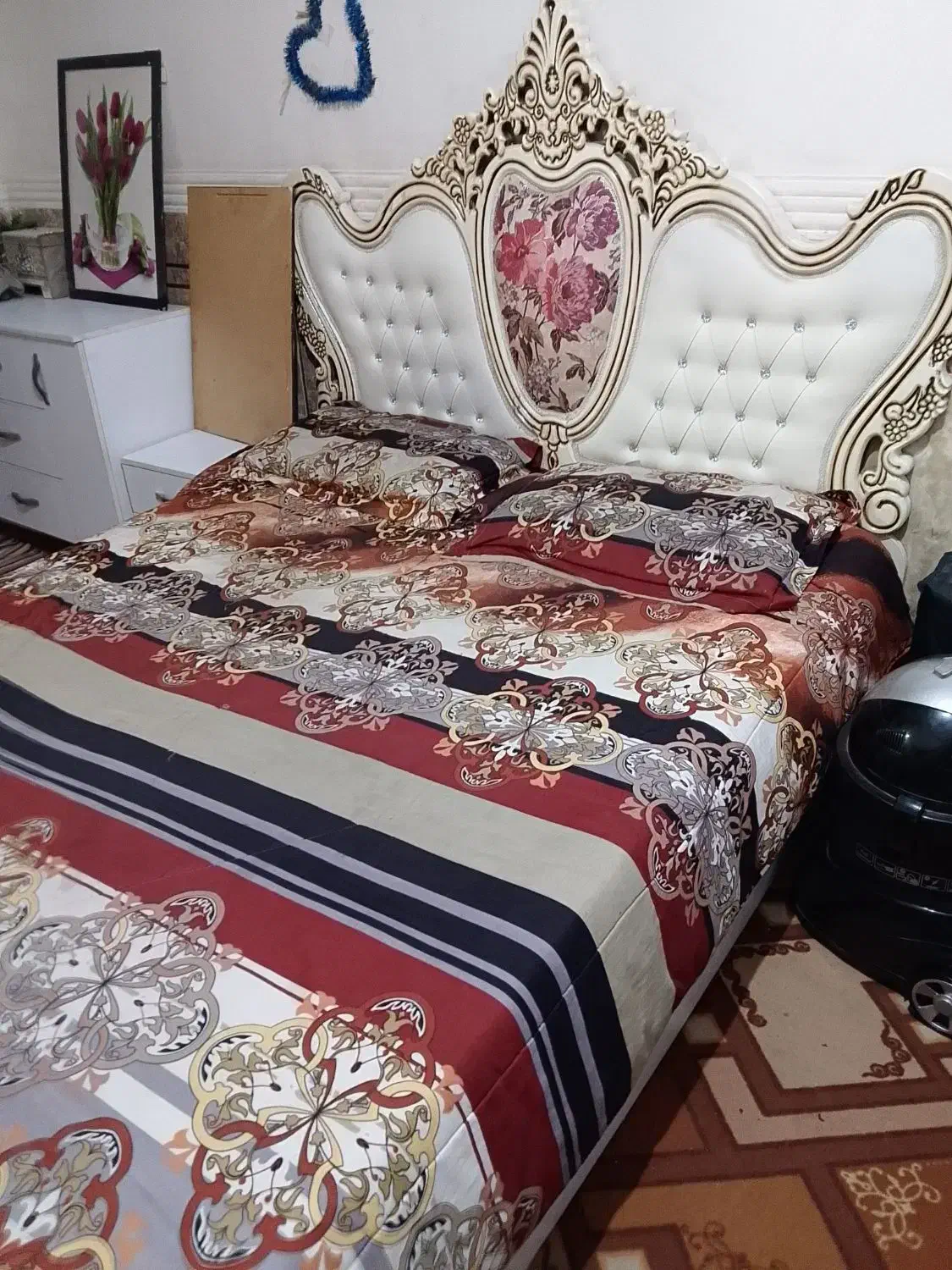 تخت خواب دونفره همراه تشک نونو مدل ترک|تخت و سرویس خواب|اهواز, پادادشهر|دیوار