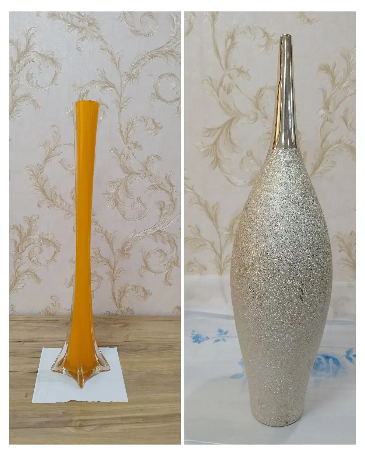 دو عدد گلدان کریستال قدیمی و رزین ،نو مناسب کادو|کلکسیون اشیاء عتیقه|اهواز, گلستان|دیوار