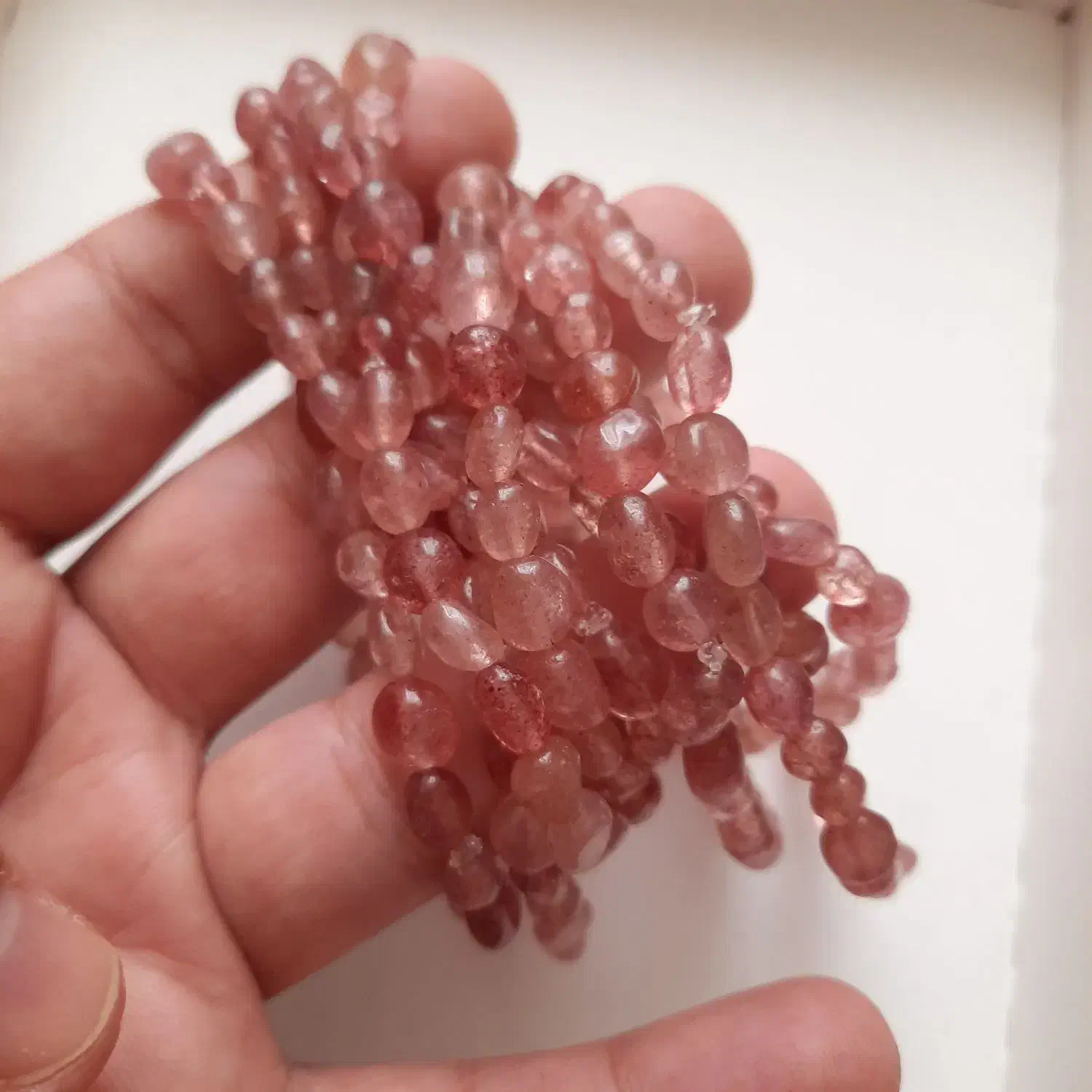 10 عدد دستبند کوارتز توت فرنگی طبیعی|جواهرات|تهران, فردوسی|دیوار