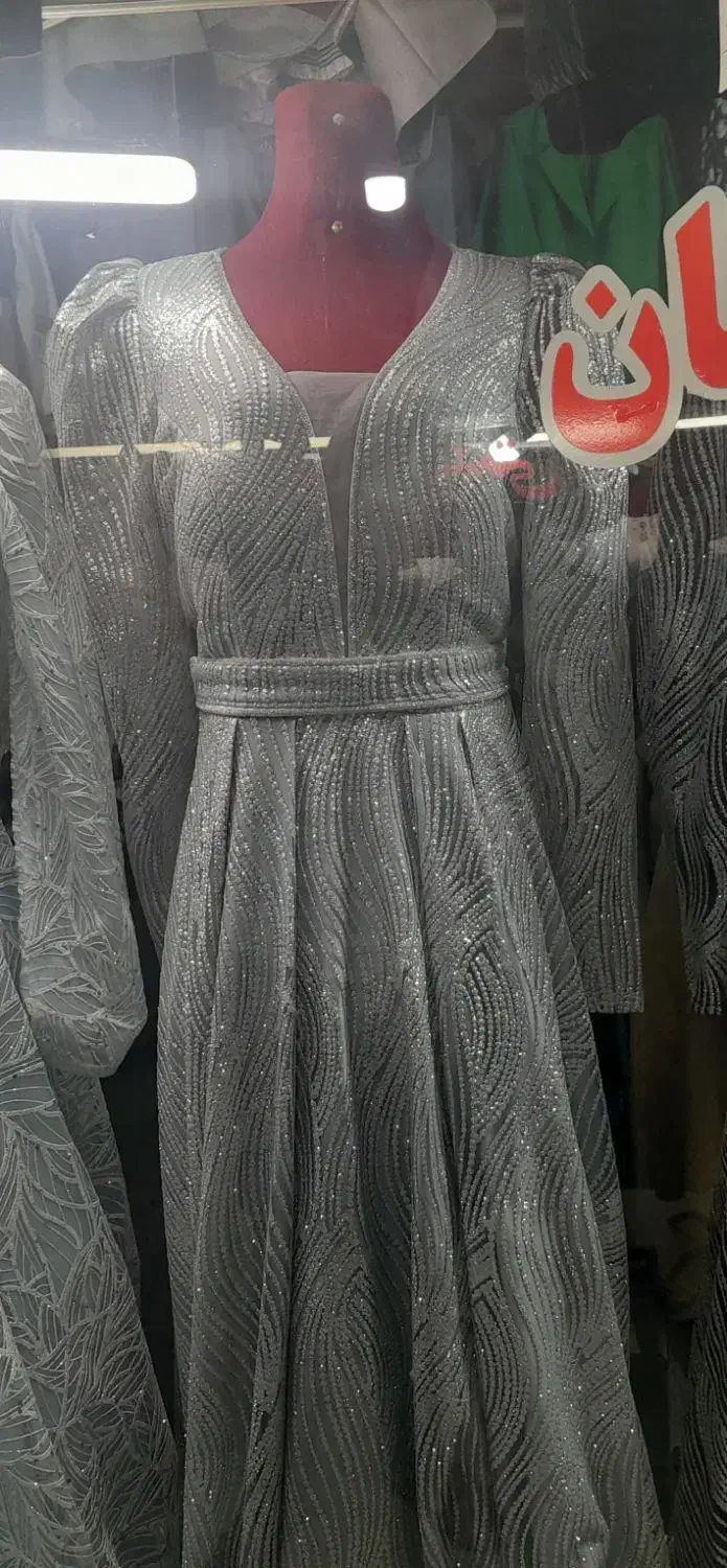 لباس مجلسی زنانه نقره ای براق|لباس|چادگان, |دیوار