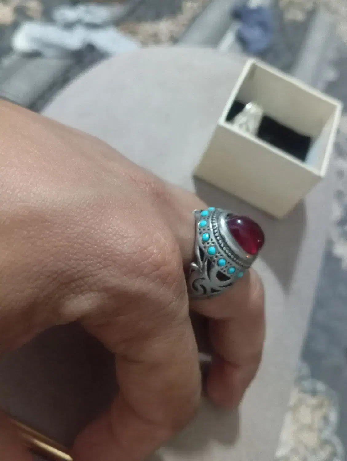 انگشتر عقیق نقره|جواهرات|خرم‌آباد, |دیوار