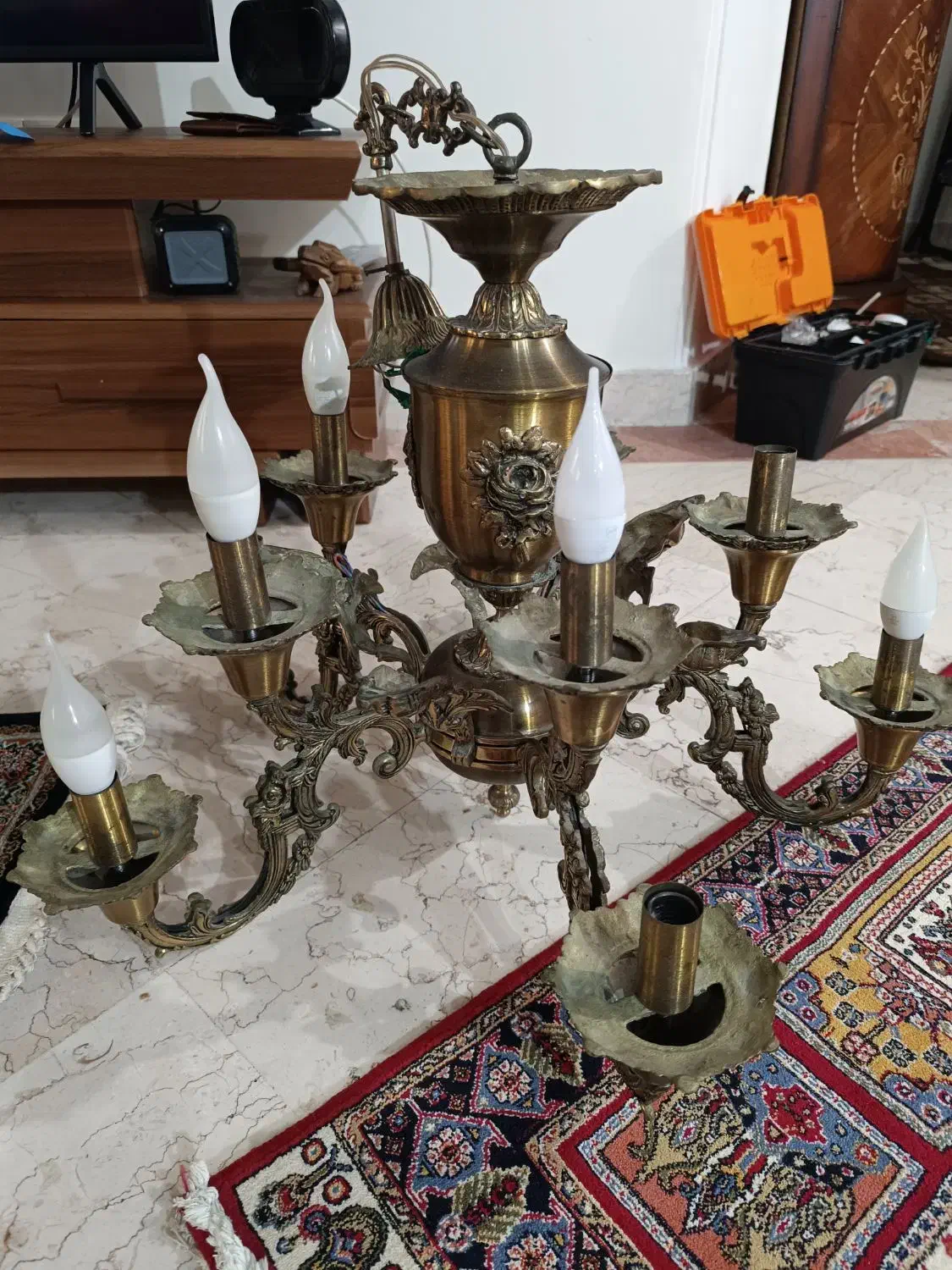 لوستر ده شاخه برنجی|لوستر و چراغ آویز|تهران, شمسآباد|دیوار