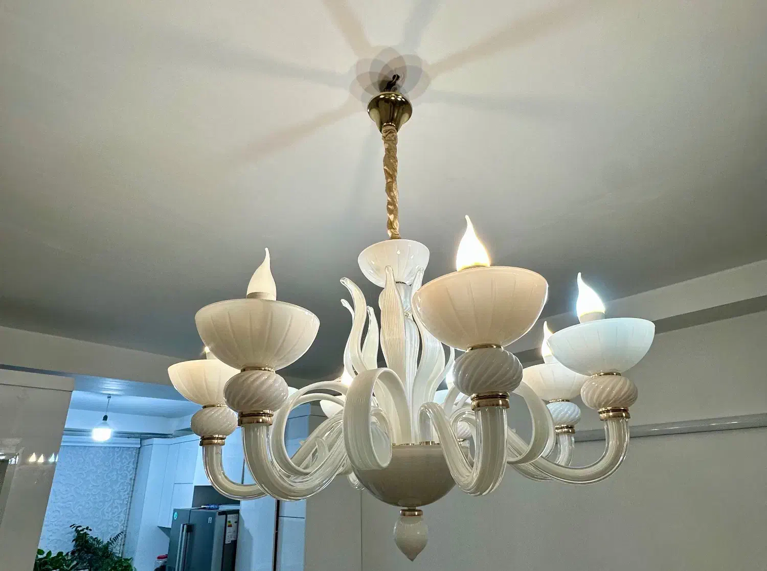 لوستر کریستالی مورانو سفید طرح ایتالیایی|لوستر و چراغ آویز|قزوین, |دیوار