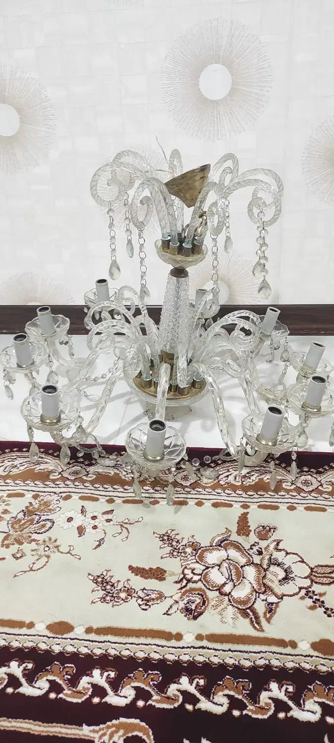 لوستر ۱۰ شعله بلور|لوستر و چراغ آویز|اصفهان, رسالت|دیوار