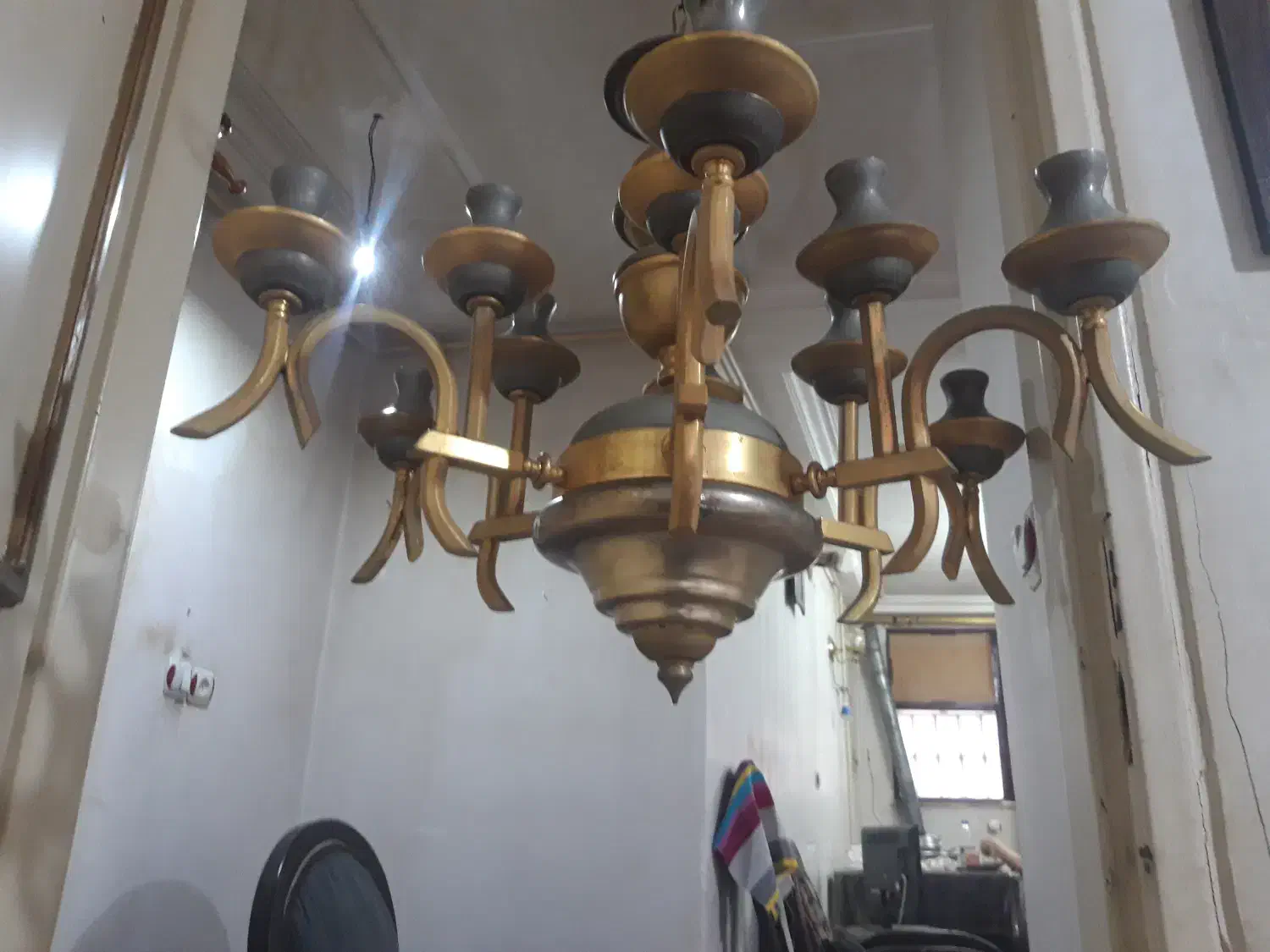 لوستر ده شعله نورسازان|لوستر و چراغ آویز|رشت, رشتیان|دیوار