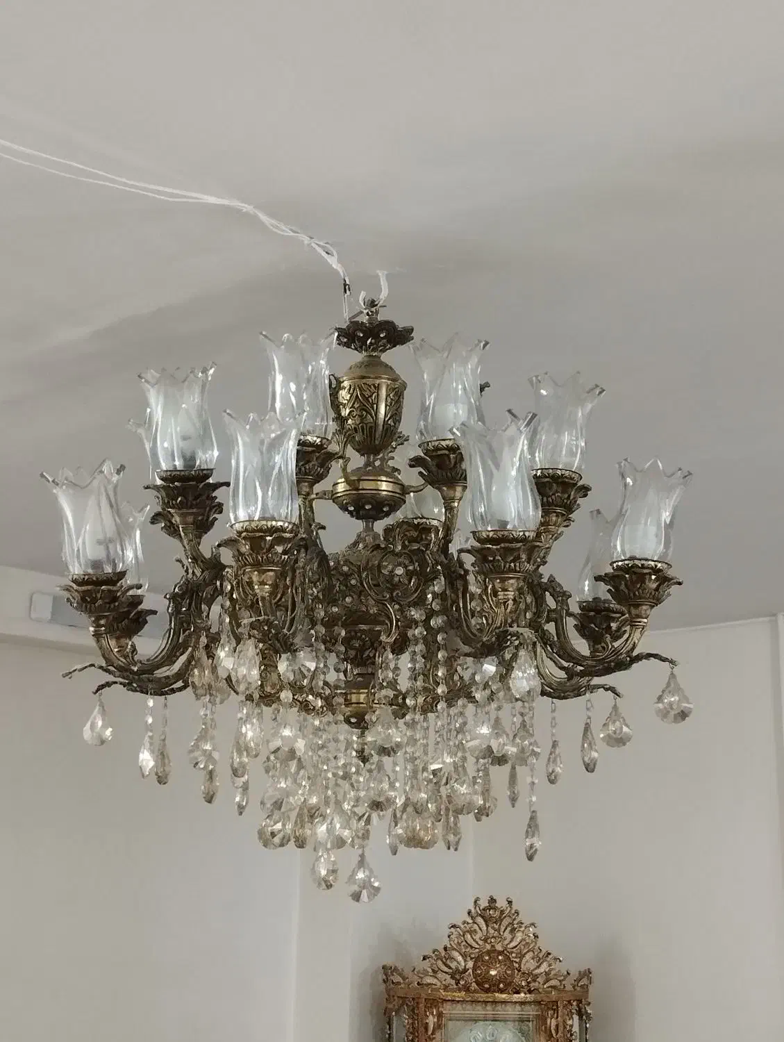 لوستر برنجی|لوستر و چراغ آویز|تهران, مینابی|دیوار