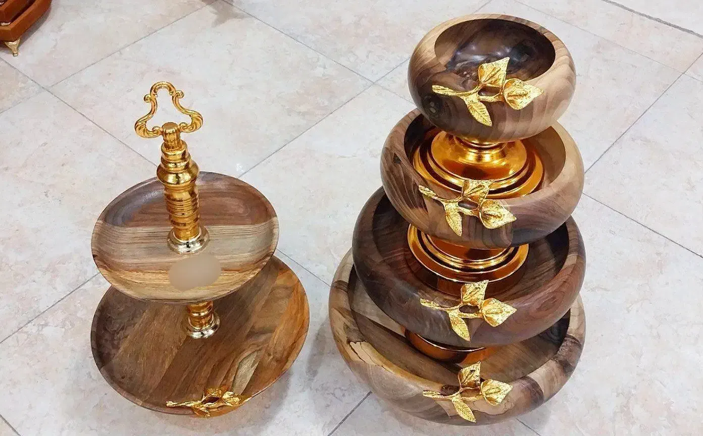 سرویس پنج پارچه بزرگ چوبی|ظروف سرو و پذیرایی|طرهان, |دیوار