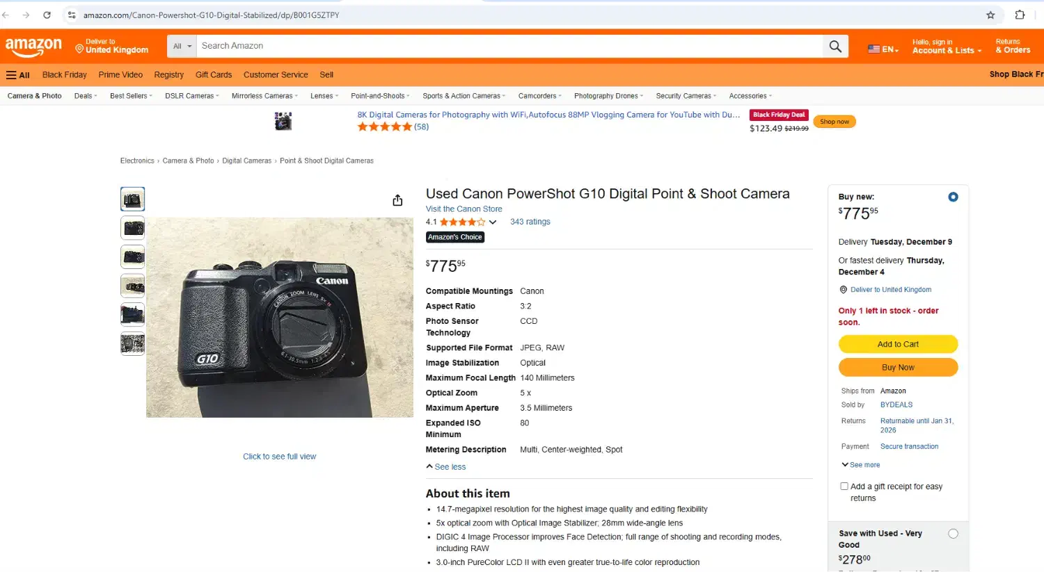 دوربین عکاسی دیجیتال ژاپنی Canon PowerShot G10|دوربین عکاسی و فیلمبرداری|تهران, نجات اللهی|دیوار