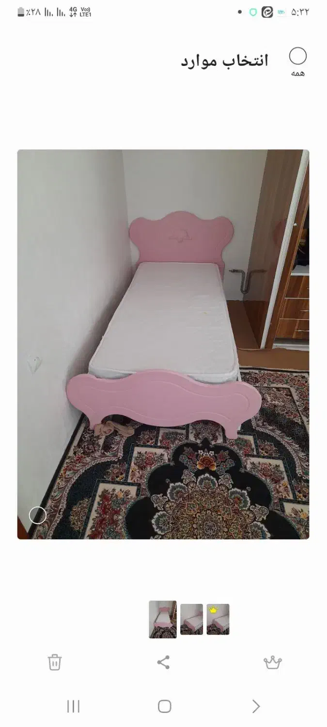 تخت خواب نوجوان به همراه تشک و بوفه چوبی|تخت و سرویس خواب|شوط, |دیوار