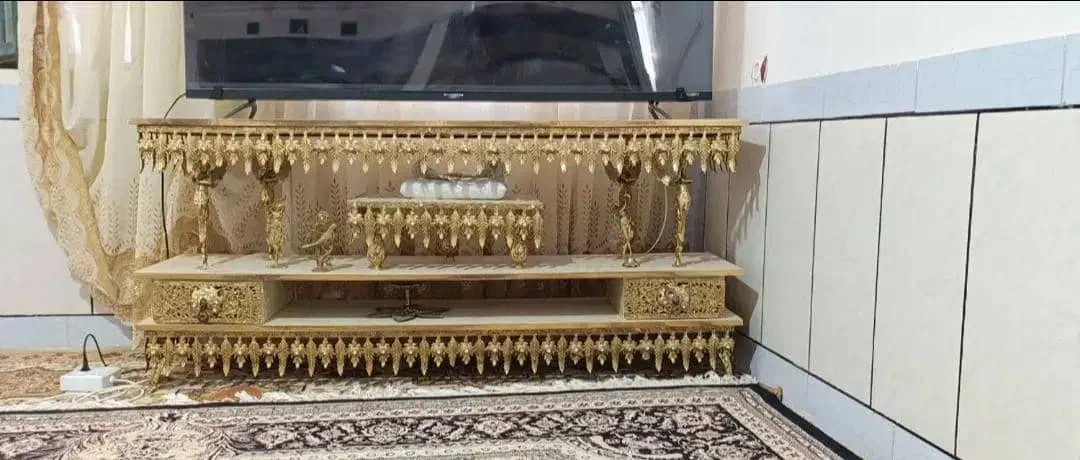 زیر تلویزیون ۶۵اینچ برنزی|میز تلویزیون|کوهدشت, |دیوار
