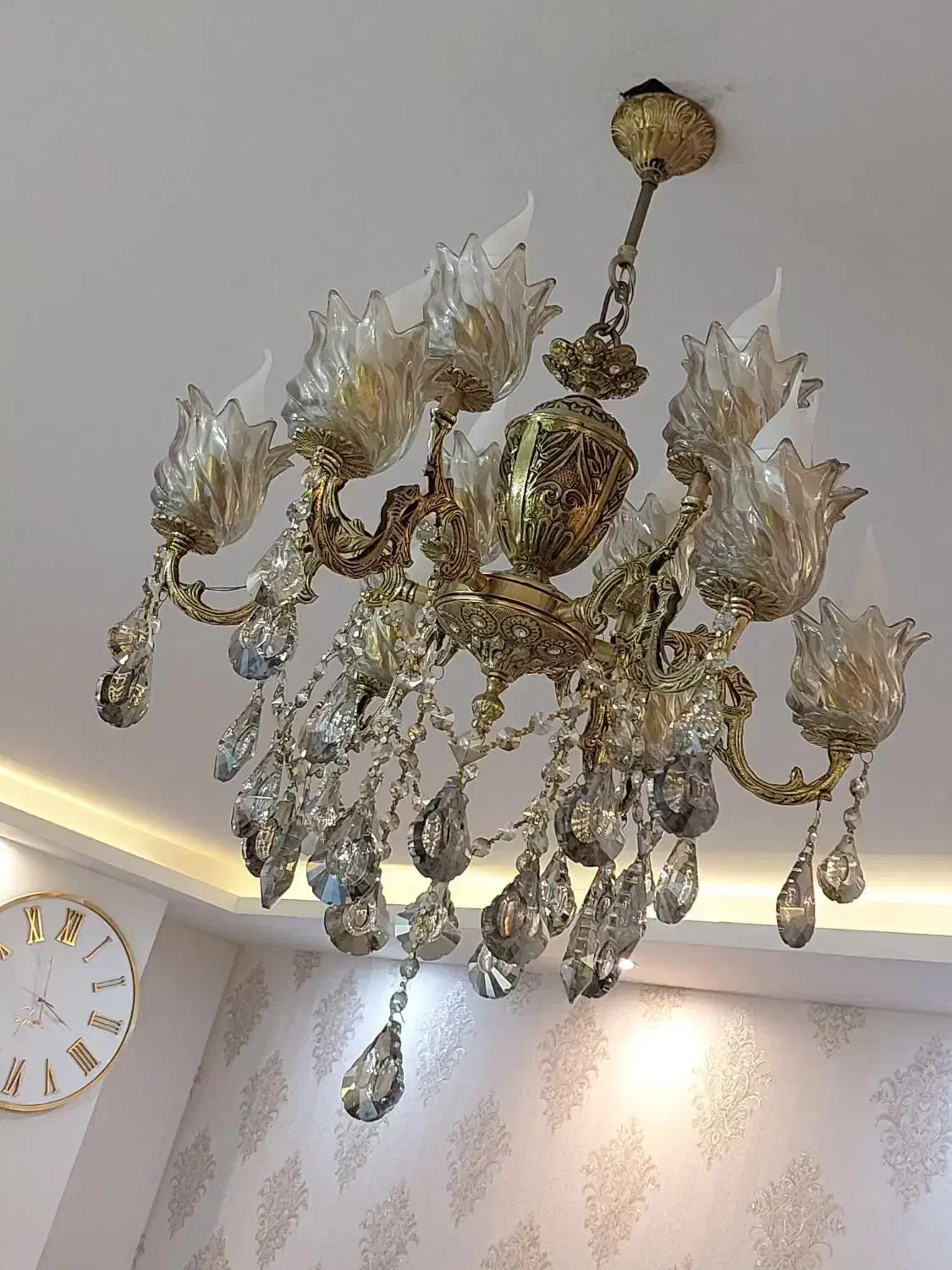 لوستر ۱۲ شعله برنز|لوستر و چراغ آویز|ری, ظهیرآباد|دیوار