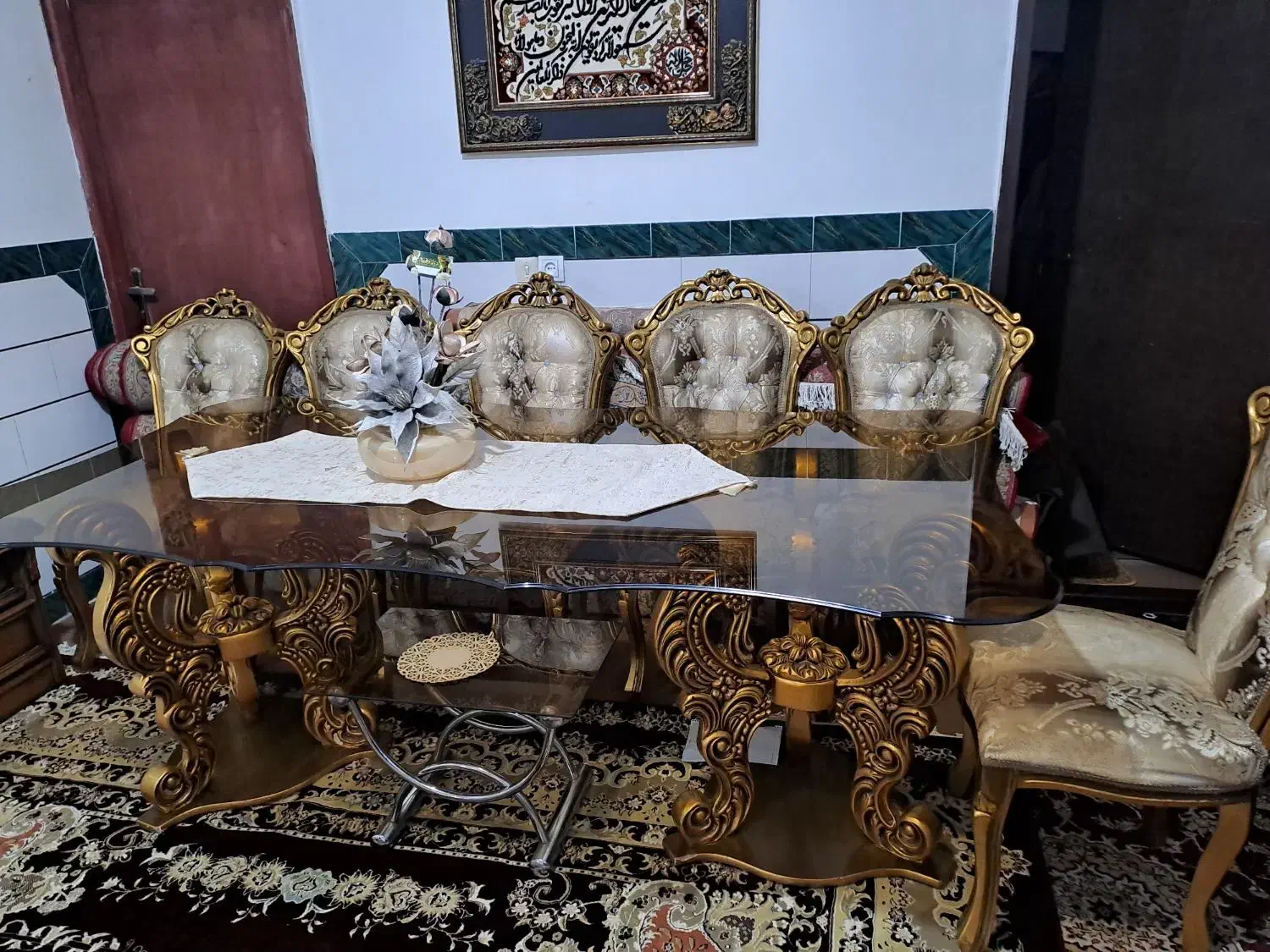 ناهار خوری ۶نفره وکتیبه سلطنتی|میز و صندلی غذاخوری|جیرفت, |دیوار