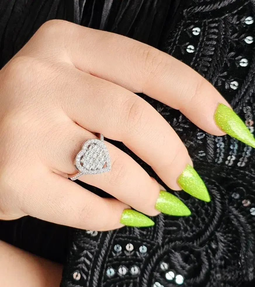 انگشتر جواهر تمام نقره مدل قلب جواهری|بدلیجات|تبریز, |دیوار