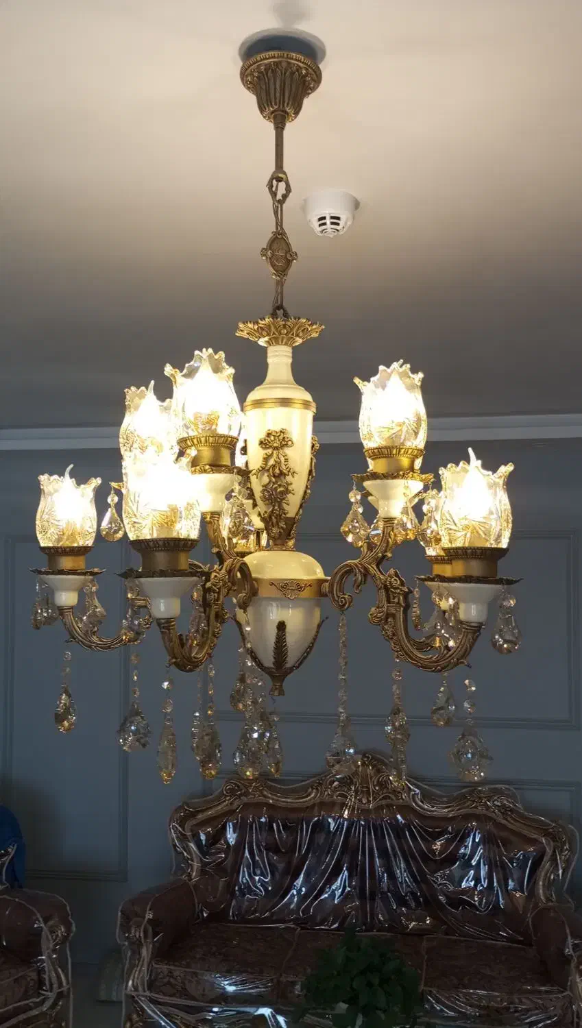 لوستر پنج شاخه (ده شعله)|لوستر و چراغ آویز|مشهد, الهیه|دیوار