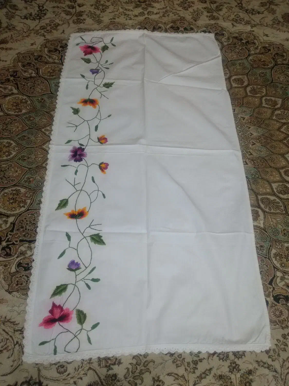 دستمال پارچه ای گلدوزی بزرگ نشتیفان طرح ۶|سفره، حوله، دستمال آشپزخانه|سهند, |دیوار