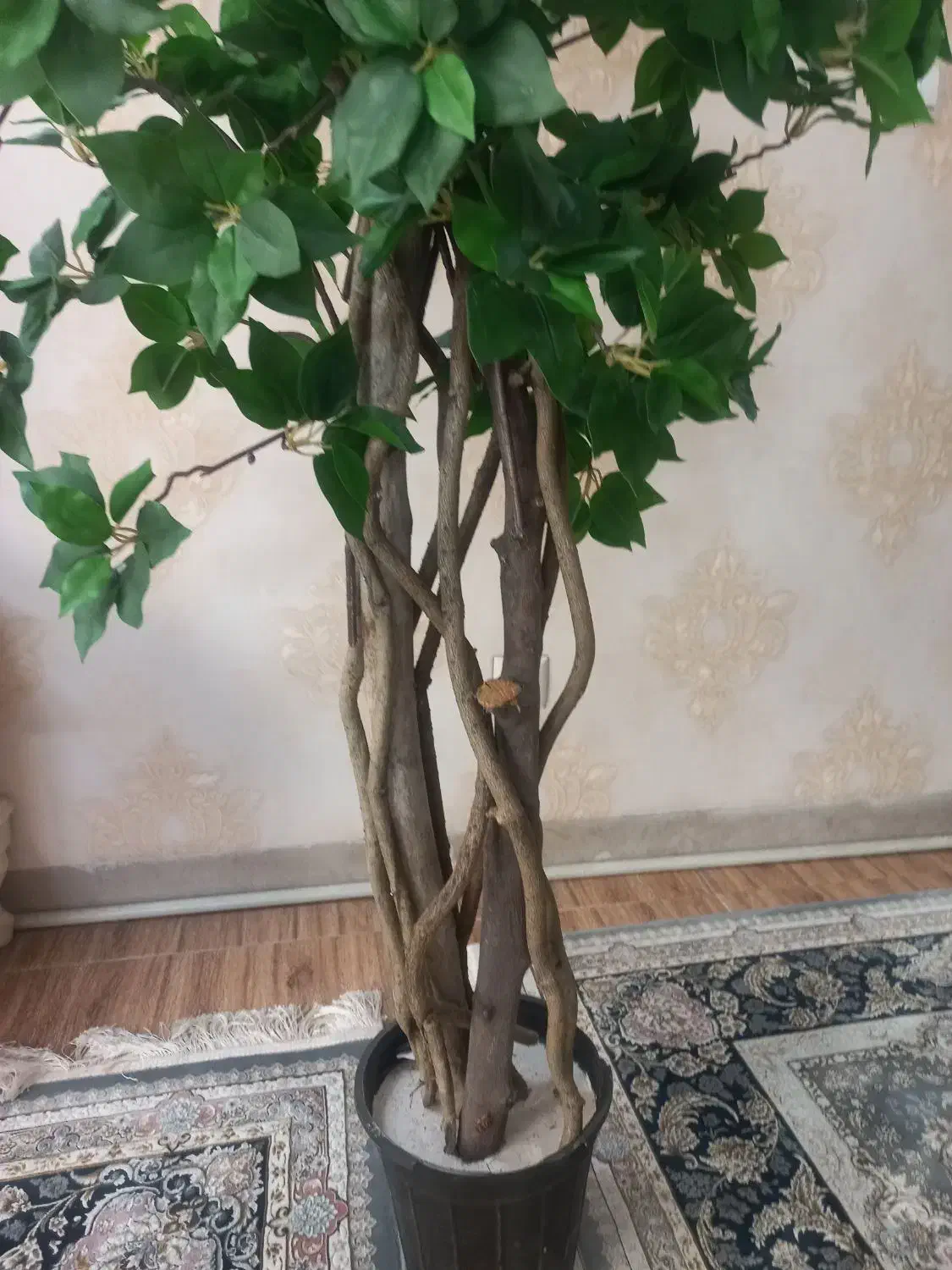 درختچه مصنوعی گل مینیاتوری با گلدان چوبی نونو|گل مصنوعی|ری, علایین|دیوار