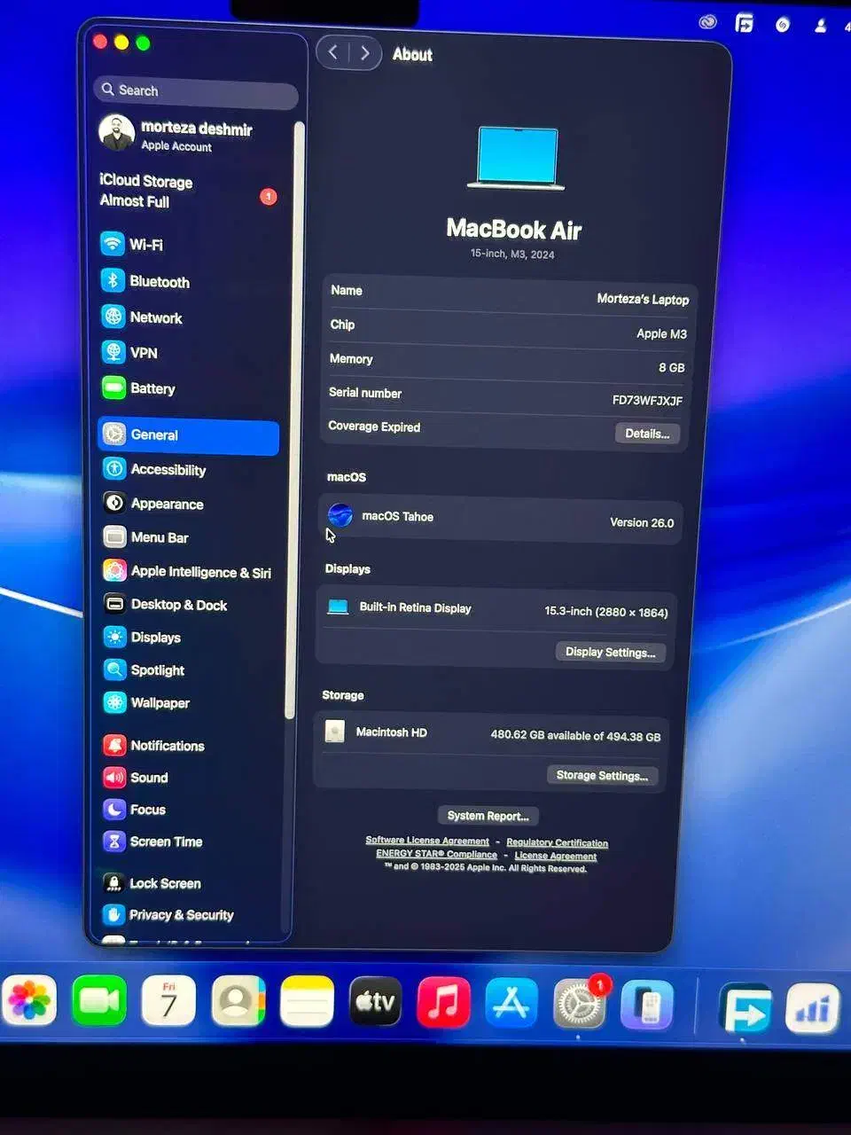 مک بوک ایر m3 15inch 512 8g|رایانه همراه|تهران, پونک|دیوار