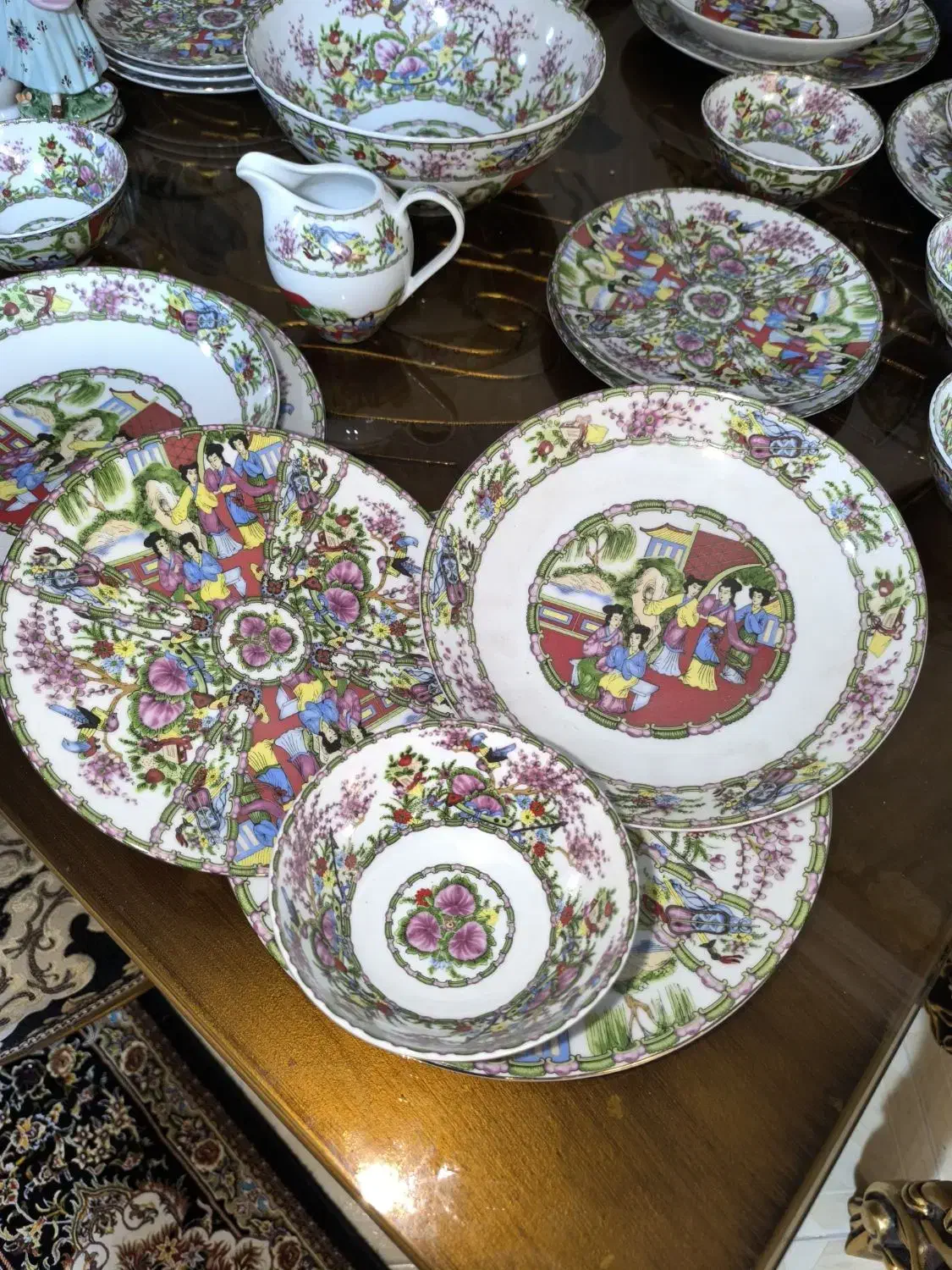 سرویس غذا خوری گل مرغی آنتیک|ظروف سرو و پذیرایی|تهران, شهرک خرازی|دیوار