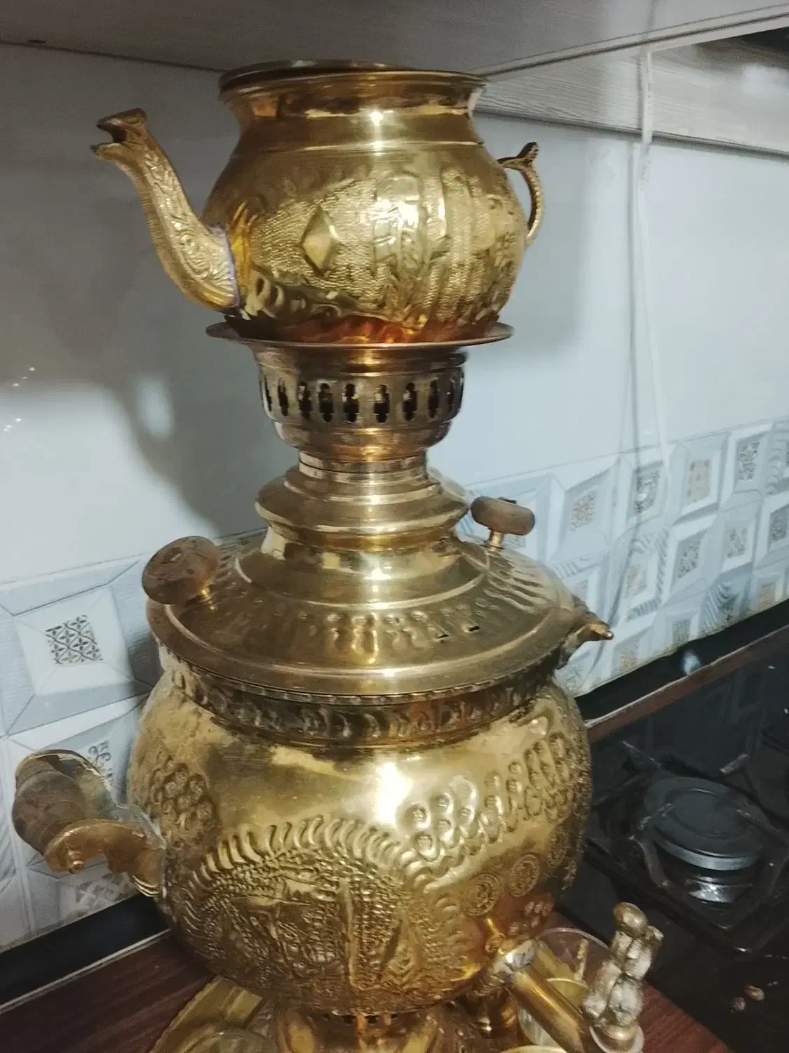 سماور برنز|سماور، چای‌ساز، قهوه‌ساز|خوی, |دیوار