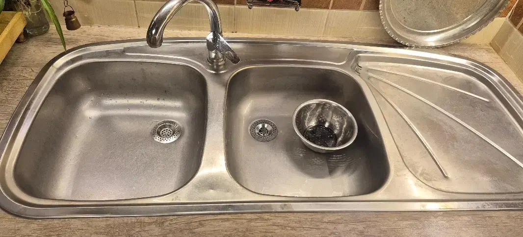 سینک استیل دوقلو|آب‌چکان و نظم‌دهنده ظروف|قزوین, |دیوار