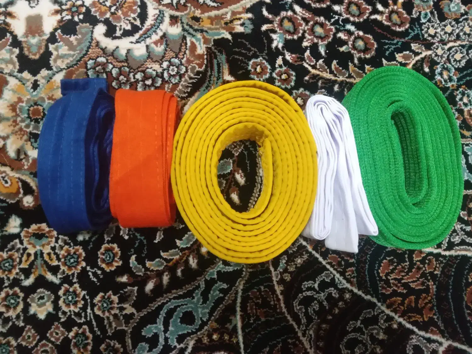 کمربند ورزشی رنگ سبز . زرد. نارنجی. ابی|کیف، کفش، کمربند|پرند, فاز ۵|دیوار