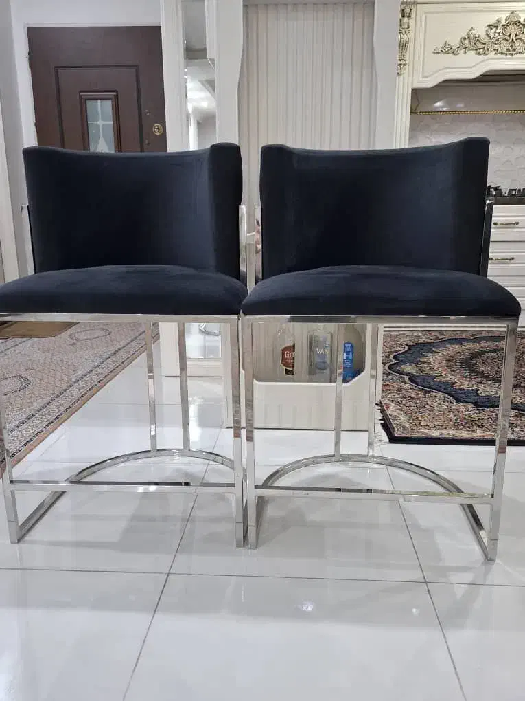 صندلی کانتر  تمام استیل پارچه ترک در حد نو|میز و صندلی غذاخوری|گلستان (تهران), |دیوار