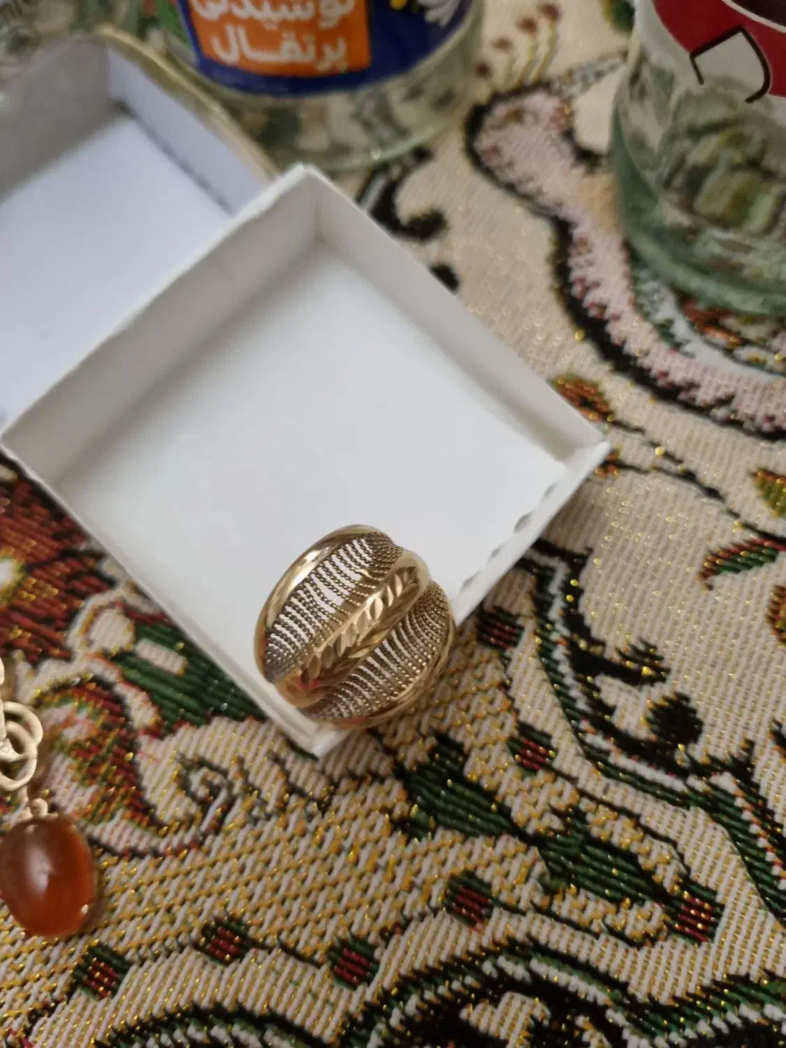 انگشتر طلا روس و نیم ست عقیق طلاروس|جواهرات|اردبیل, |دیوار