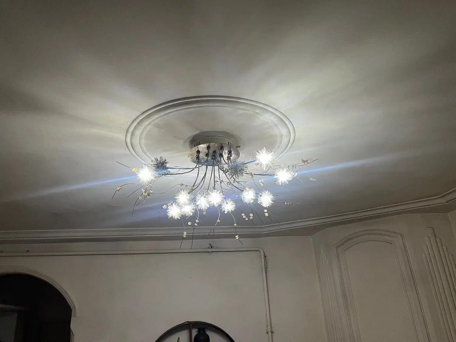 لوستر شاخه ای ترک با لامپهای ال ای دی|لوستر و چراغ آویز|رشت, منظریه|دیوار