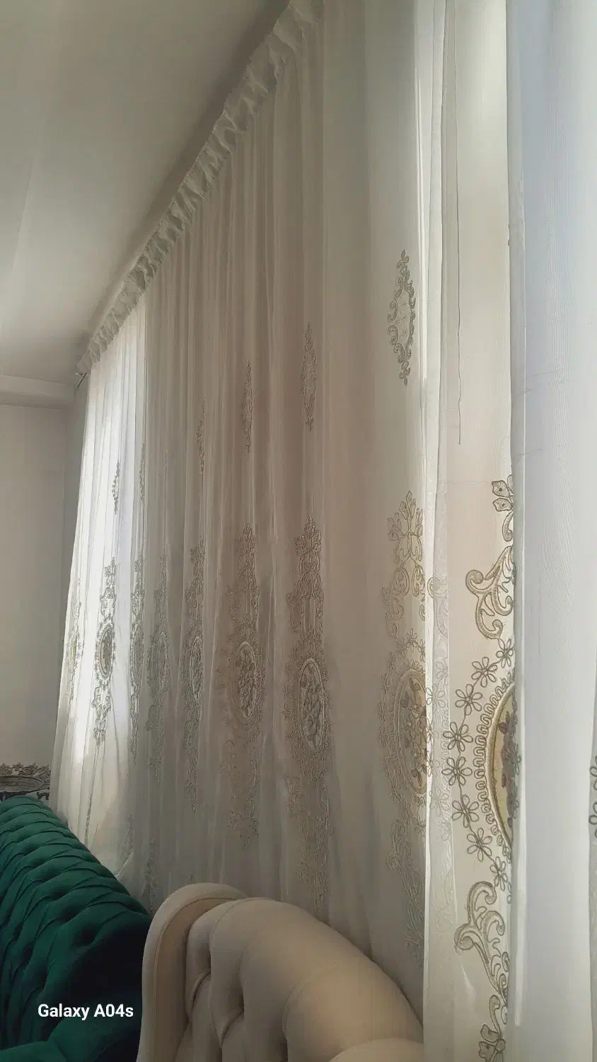 پرده پتینه شده با گل مخمل  فروش  فوری|پرده، رانر، رومیزی|فیروزکوه, |دیوار