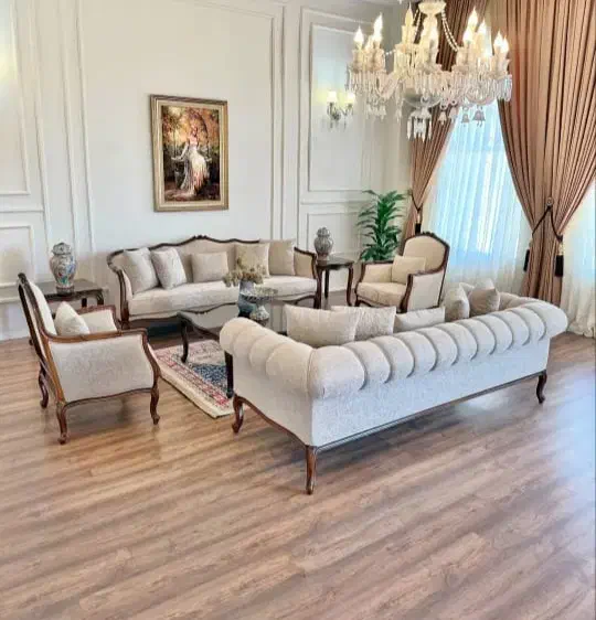 مبل کلاسیک سه گل فرانسوی تولیدی مبل آسایش|مبلمان خانگی و میز عسلی|اردبیل, |دیوار